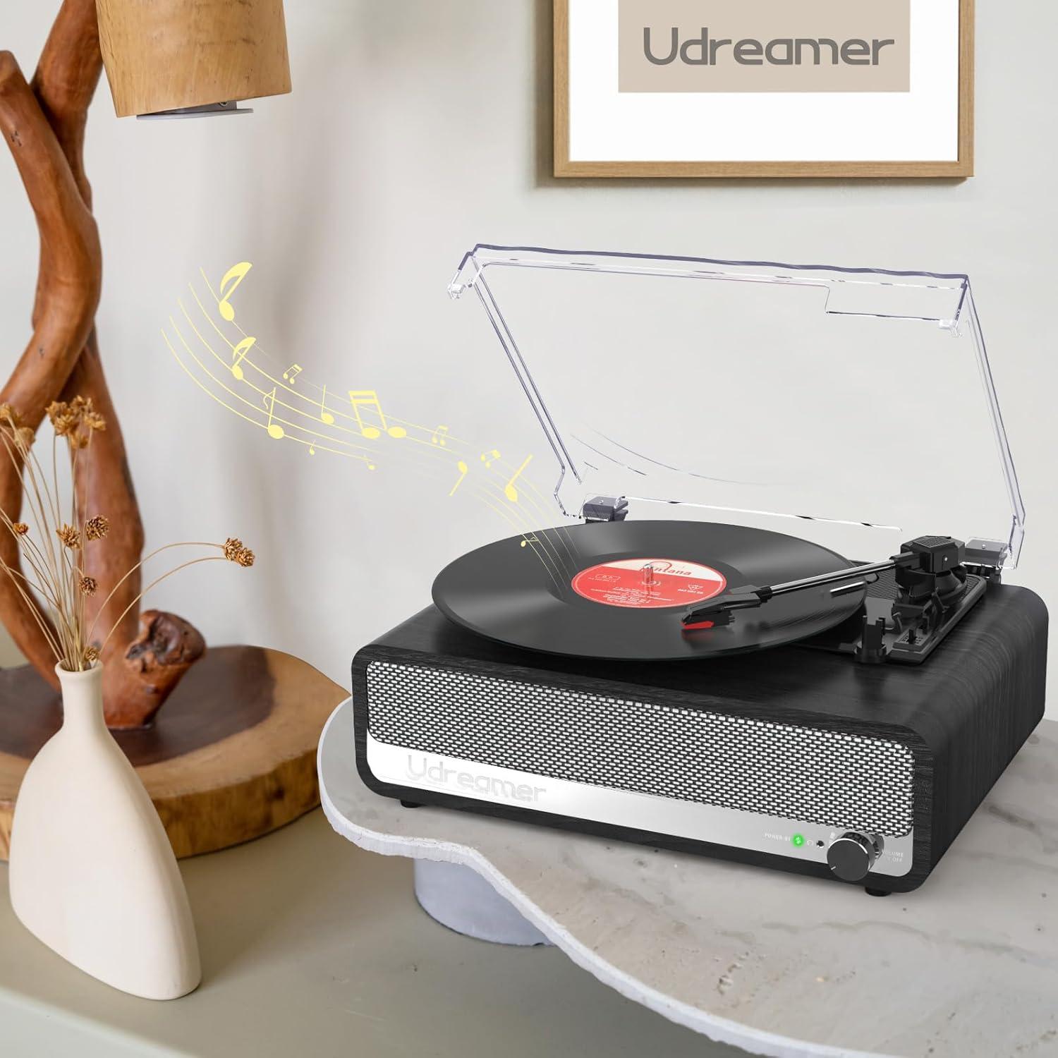Reproductor de Vinilo Udreamer con Bluetooth 5.3 y Altavoces 40W