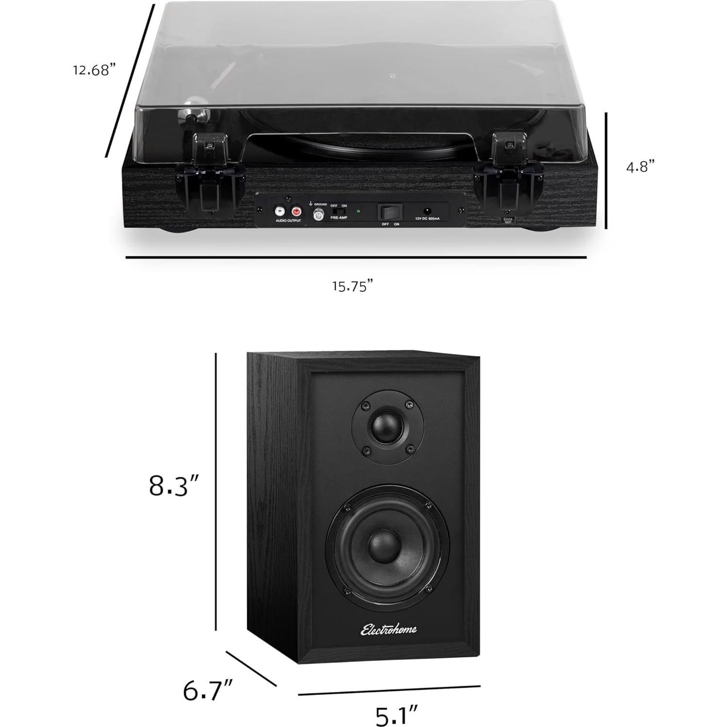 Reproductor de Vinilo Electrohome Montrose con Altavoces Bluetooth