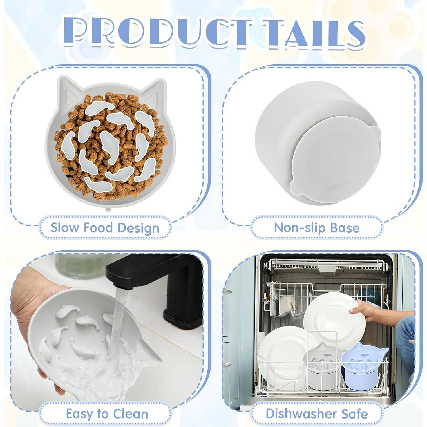 Comederos Lentos de Silicona Funnymoom para Gatos - 2 Piezas