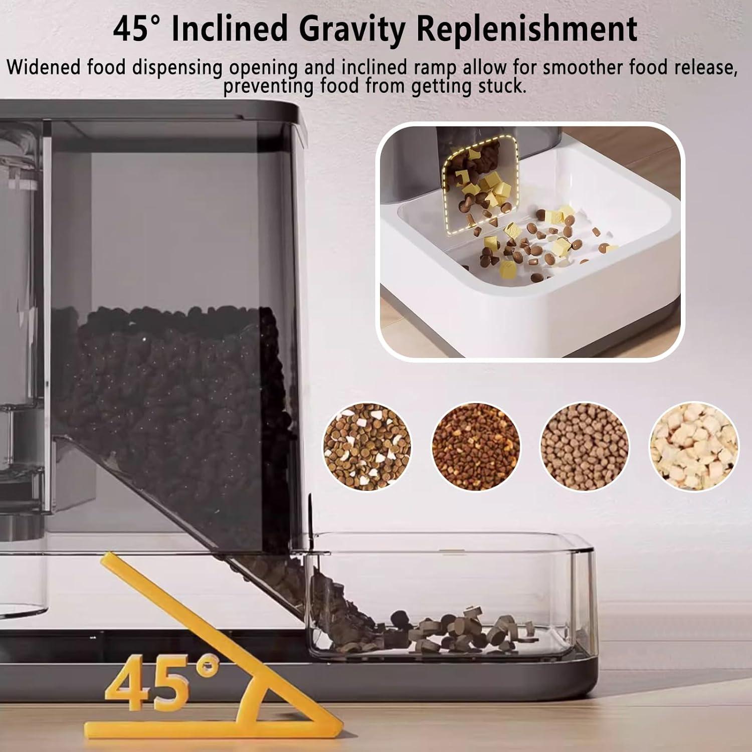 Dispensador automático de comida y agua Kathson 2 en 1 gris