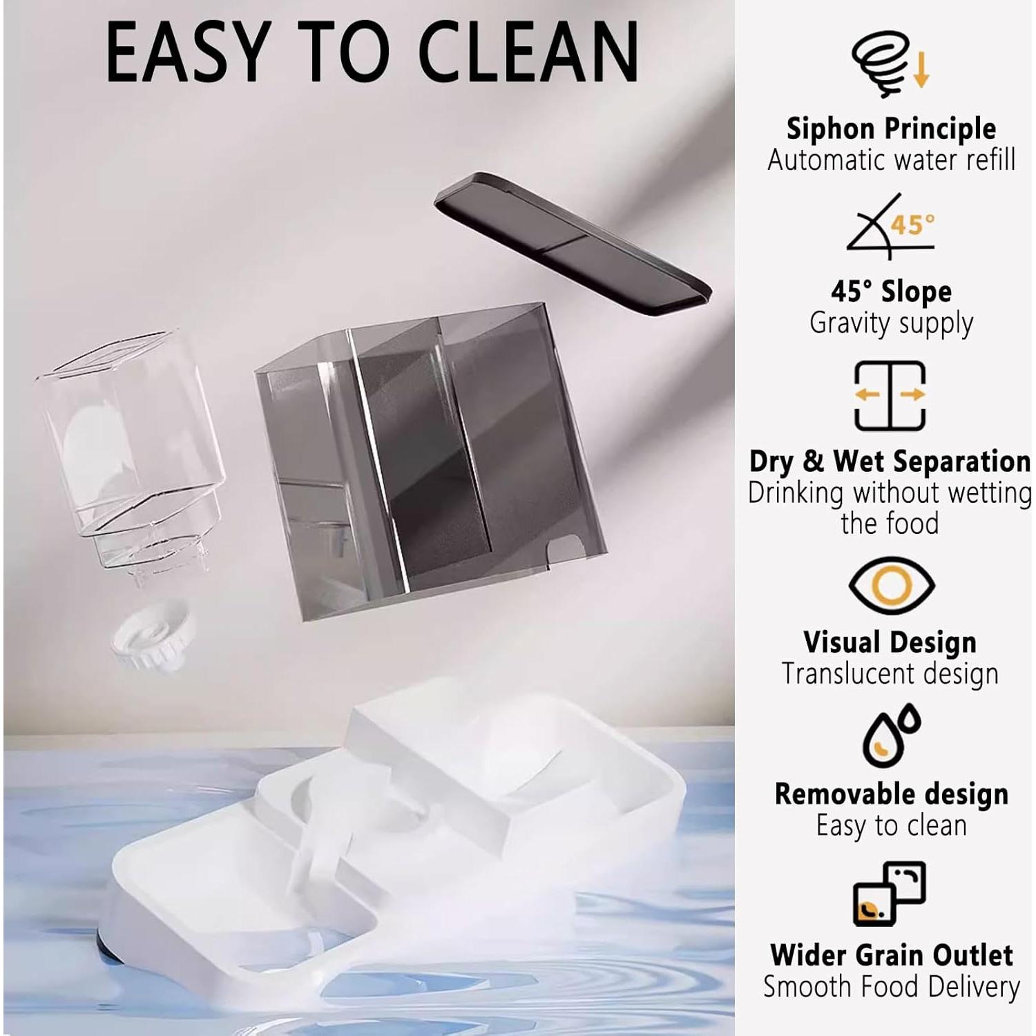 Dispensador automático de comida y agua Kathson 2 en 1 gris