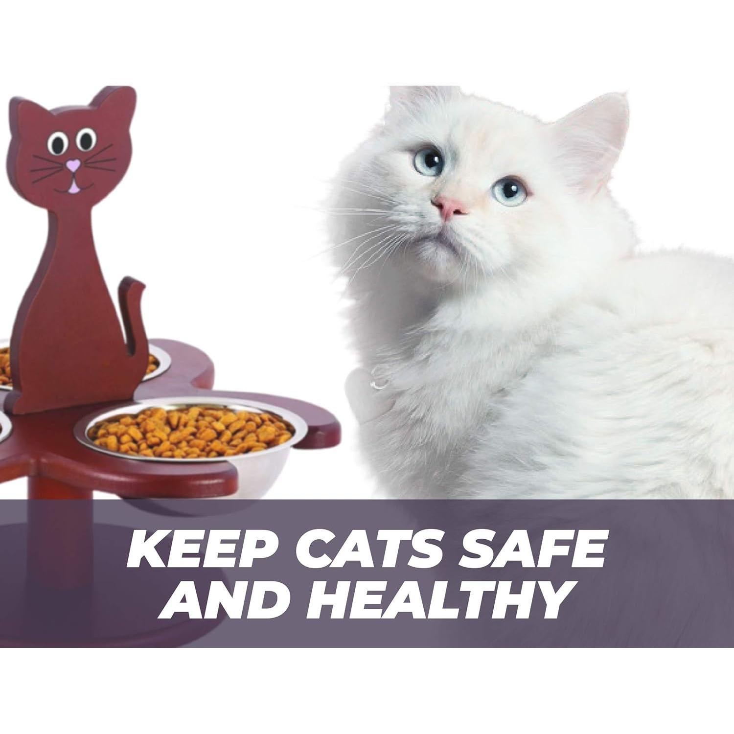 Alimentador Elevado para Gatos Etna con 3 Cuencos de Madera