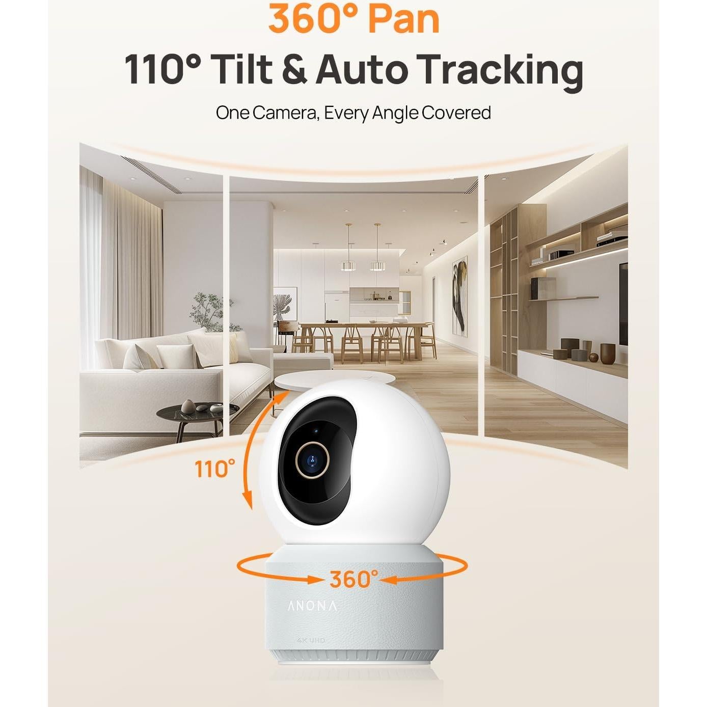 Cámara de Seguridad Anona Pano 4K UHD con Wi-Fi 6 y Detección IA