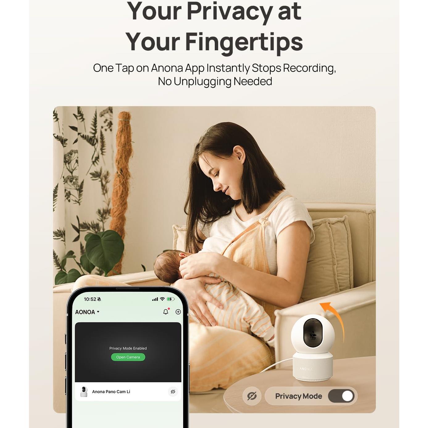 Cámara de Seguridad Anona Pano 4K UHD con Wi-Fi 6 y Detección IA