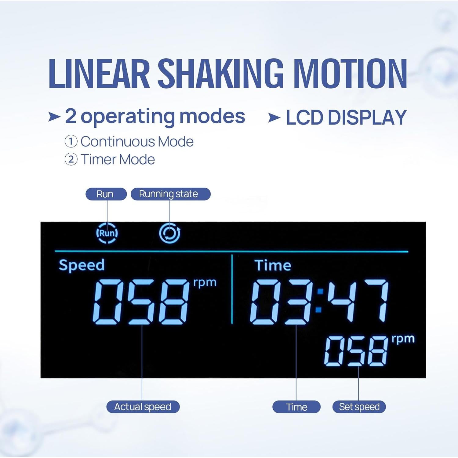 Agitador Lineal Digital LACHOI 40-300 RPM 2KG LCD