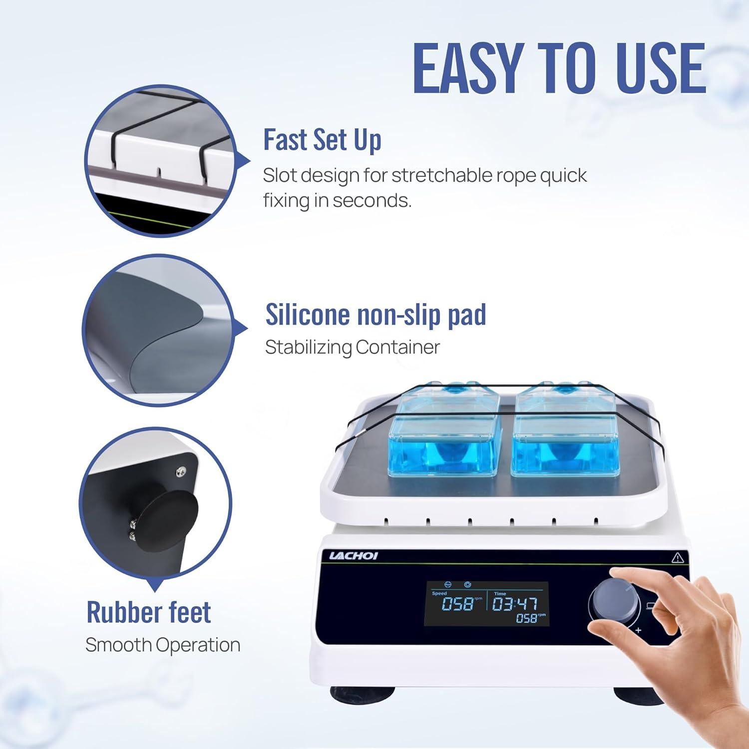 Agitador Lineal Digital LACHOI 40-300 RPM 2KG LCD