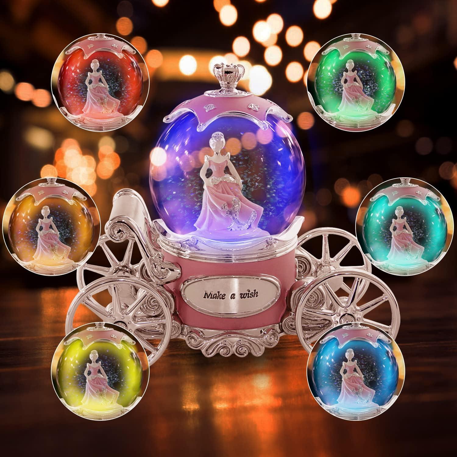 Globo de Nieve Musical Cenicienta con Luces LED - 20x10x18 cm