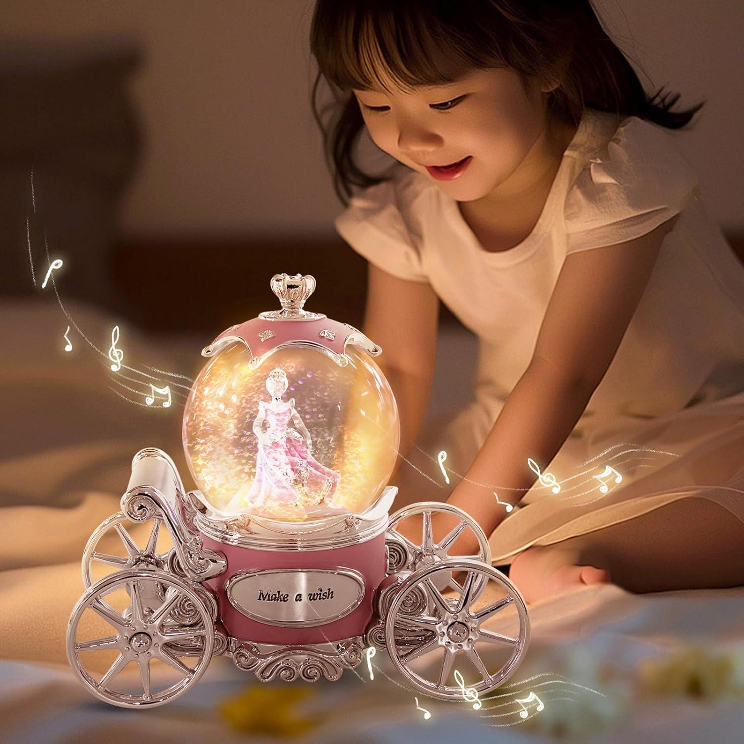 Globo de Nieve Musical Cenicienta con Luces LED - 20x10x18 cm