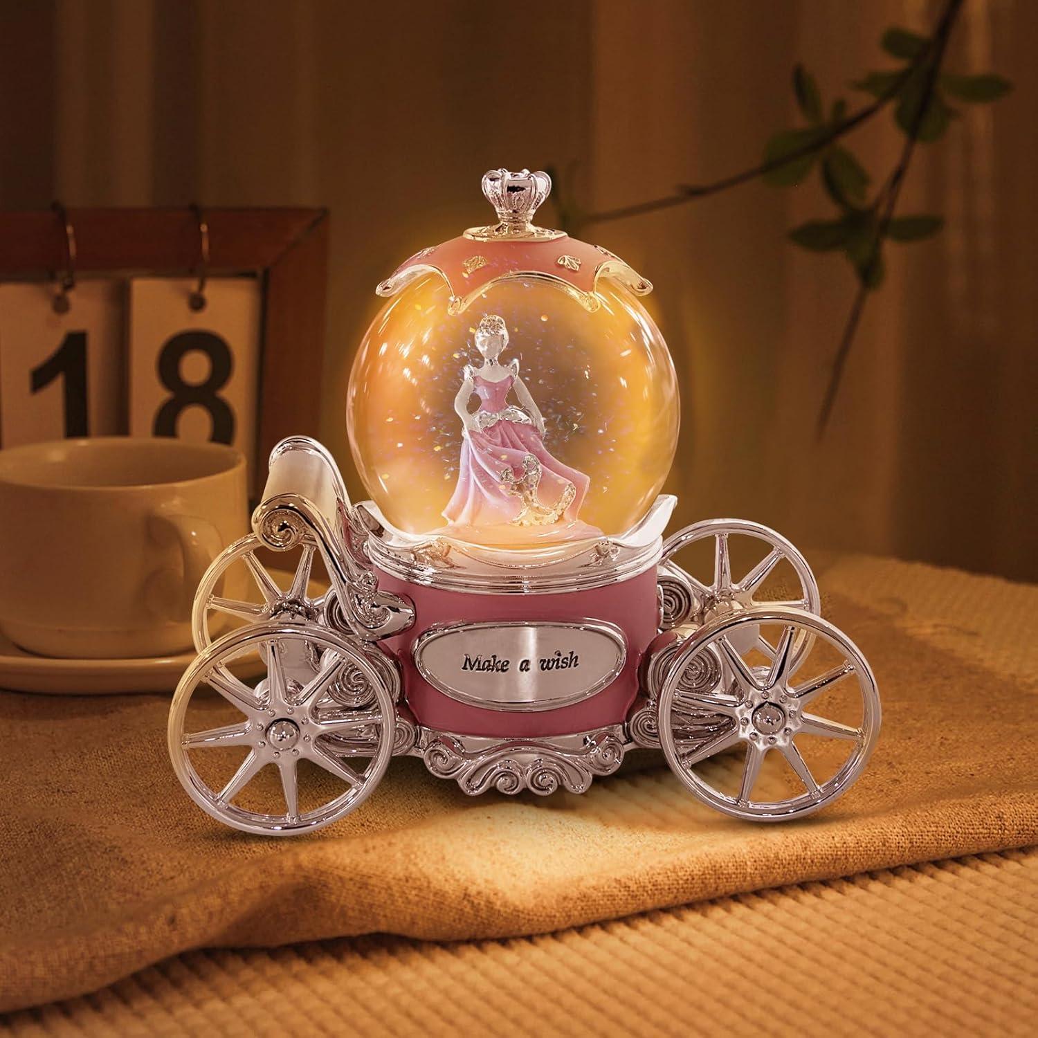 Globo de Nieve Musical Cenicienta con Luces LED - 20x10x18 cm