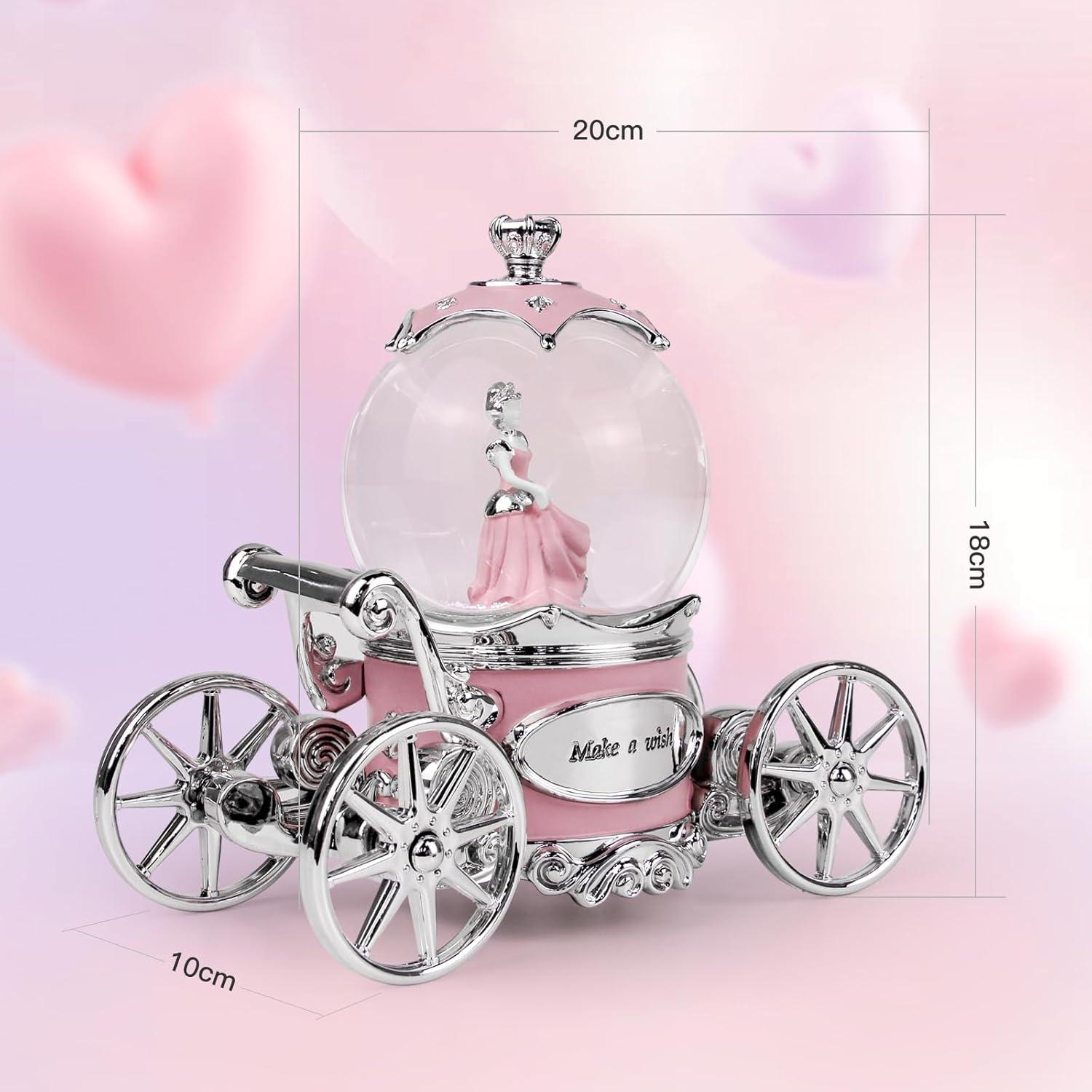 Globo de Nieve Musical Cenicienta con Luces LED - 20x10x18 cm