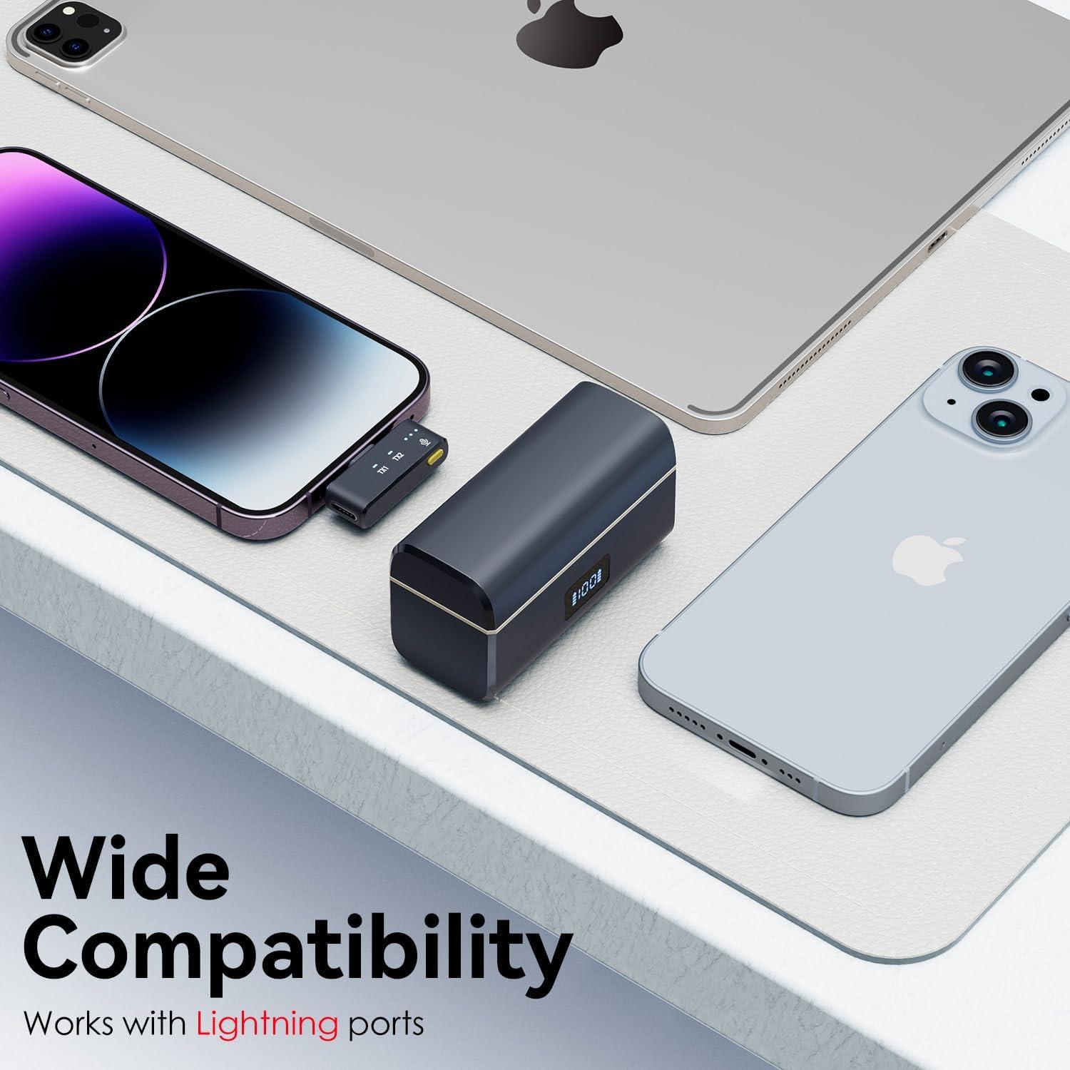 Micrófono Lavalier Inalámbrico Gamiity para iPhone 14/13/12, Audio Hi-Fi, 35H Batería, Cancelación de Ruido