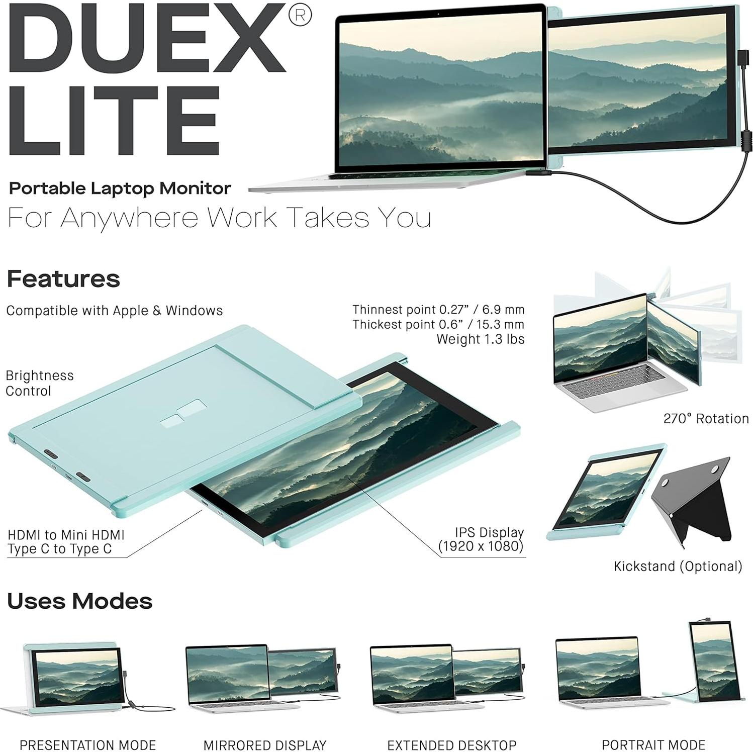 Monitor Portátil Duex Lite Mobile Pixels 12.5" FHD Verde Jadeita