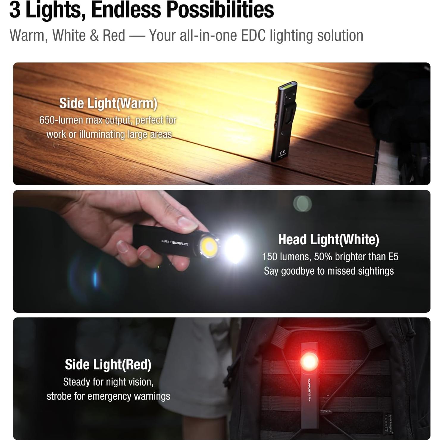 Linterna EDC Klarus E5 Plus 650 Lúmenes Recargable USB-C