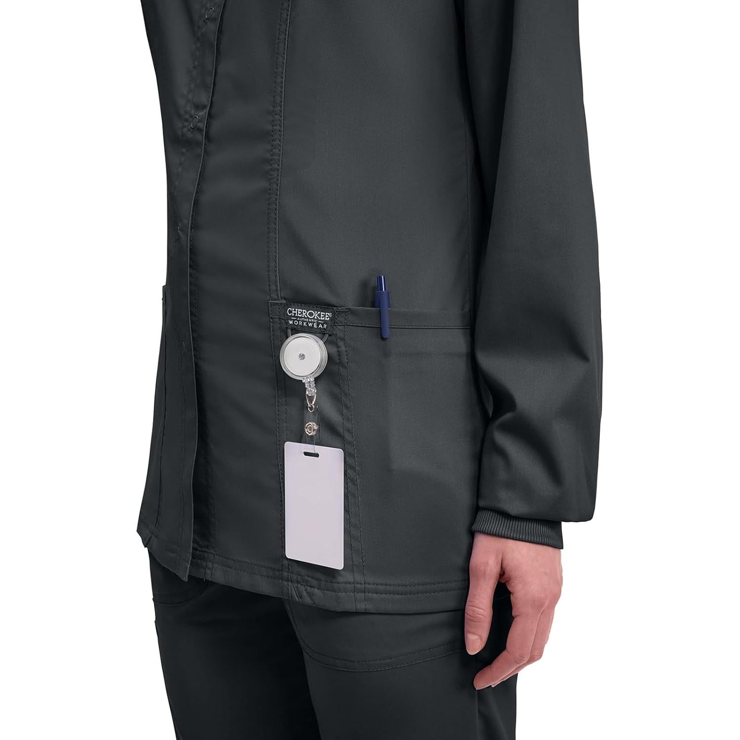 Chaqueta de Scrubs para Mujeres Cherokee WW310 - Negro, Tallas hasta 5XL