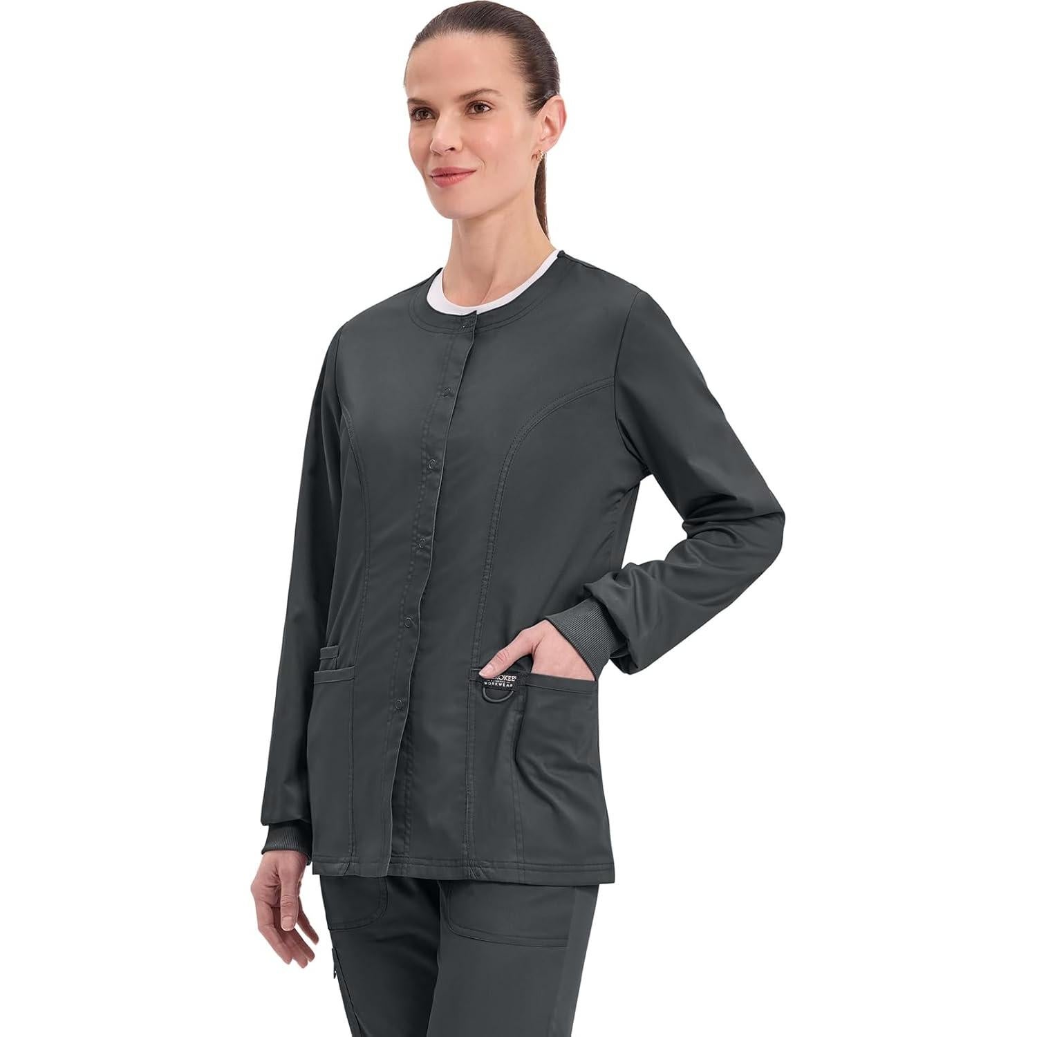 Chaqueta de Scrubs para Mujeres Cherokee WW310 - Negro, Tallas hasta 5XL