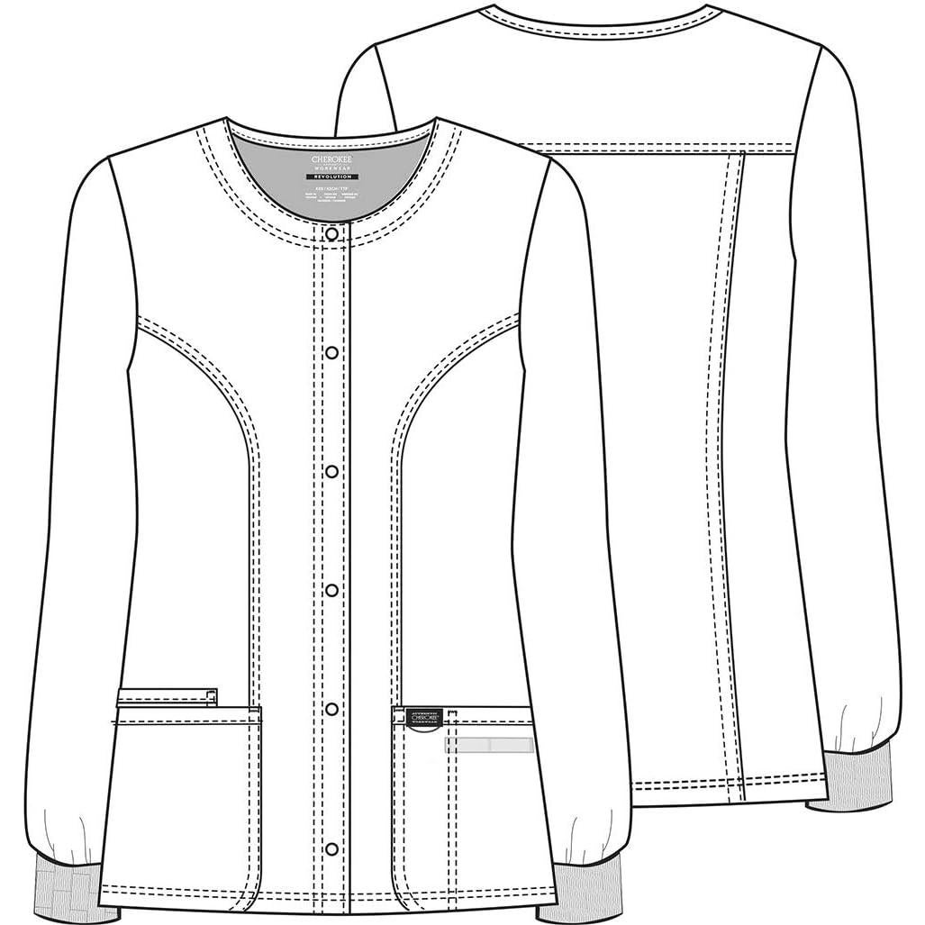 Chaqueta de Scrubs para Mujeres Cherokee WW310 - Negro, Tallas hasta 5XL