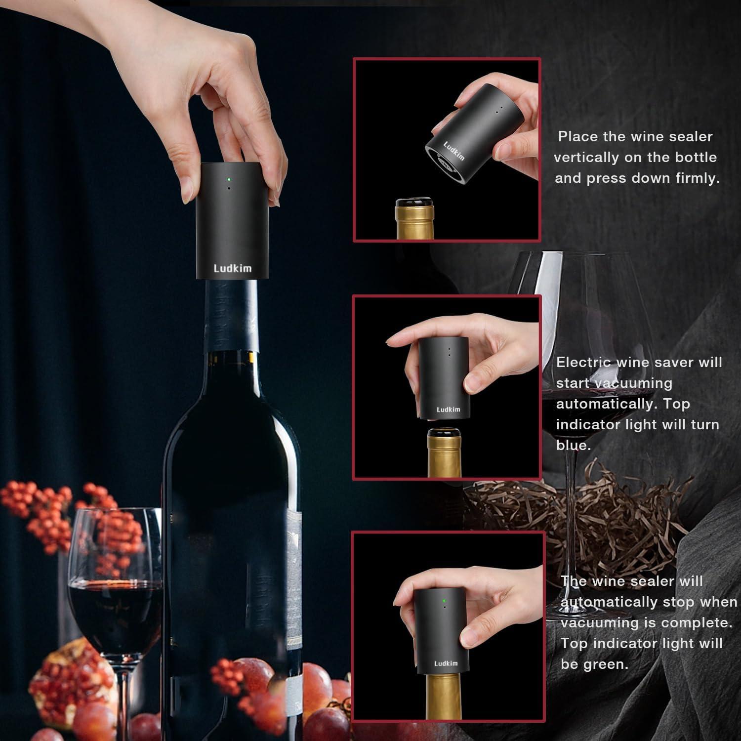 Abridor de Vino Eléctrico Ludkim Set 4 Piezas Recargable