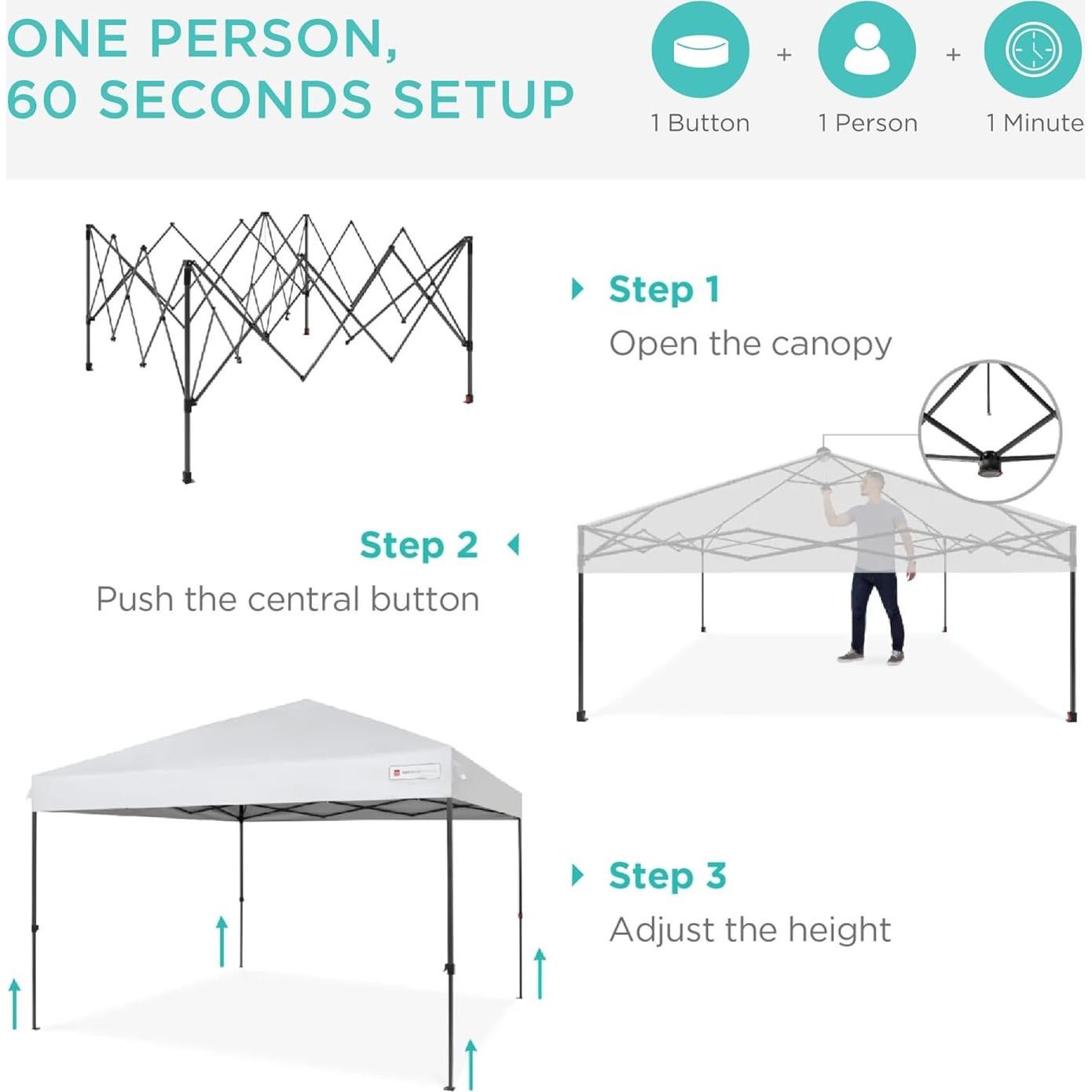 Carpa Plegable Instantánea Mejor Opción 3,05x3,05 m Blanca