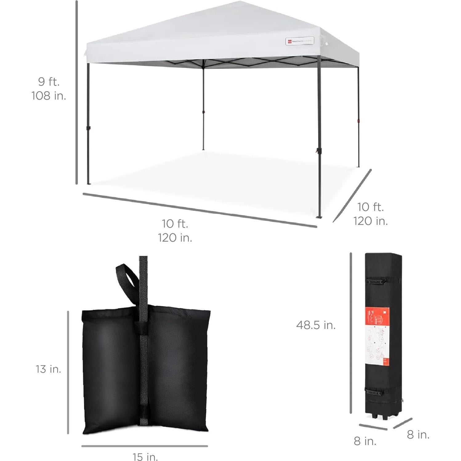 Carpa Plegable Instantánea Mejor Opción 3,05x3,05 m Blanca