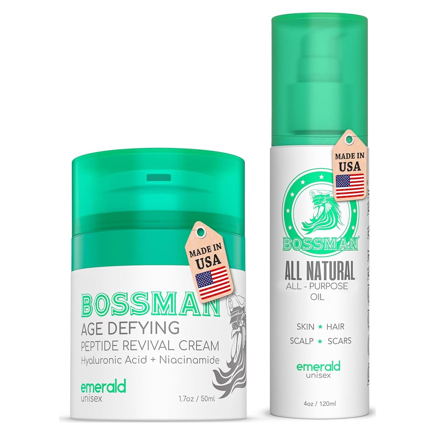 Combo Cuidado Piel Nocturno Unisex Bossman - Crema 48g + Aceite 113g