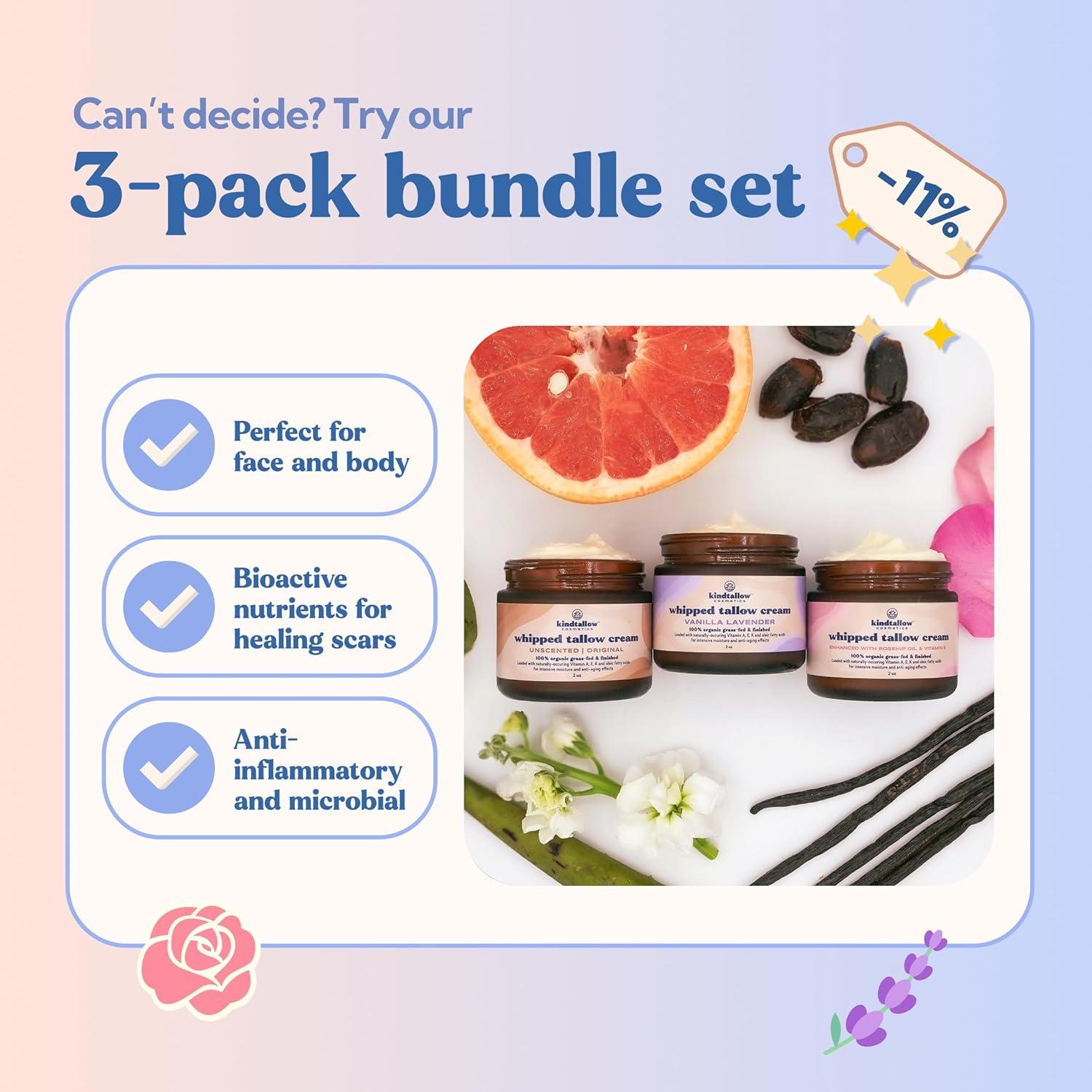 Grasa de Res Orgánica KindTallow - Hidratante Facial 3x56.7g