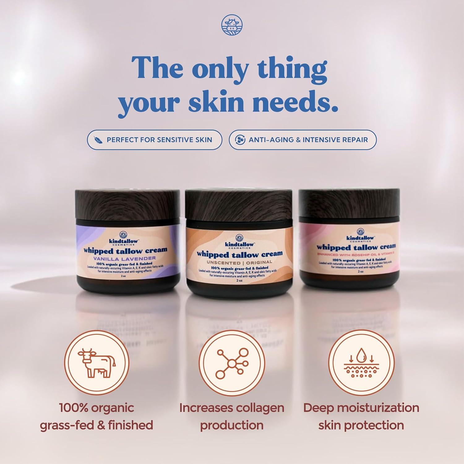 Grasa de Res Orgánica KindTallow - Hidratante Facial 3x56.7g