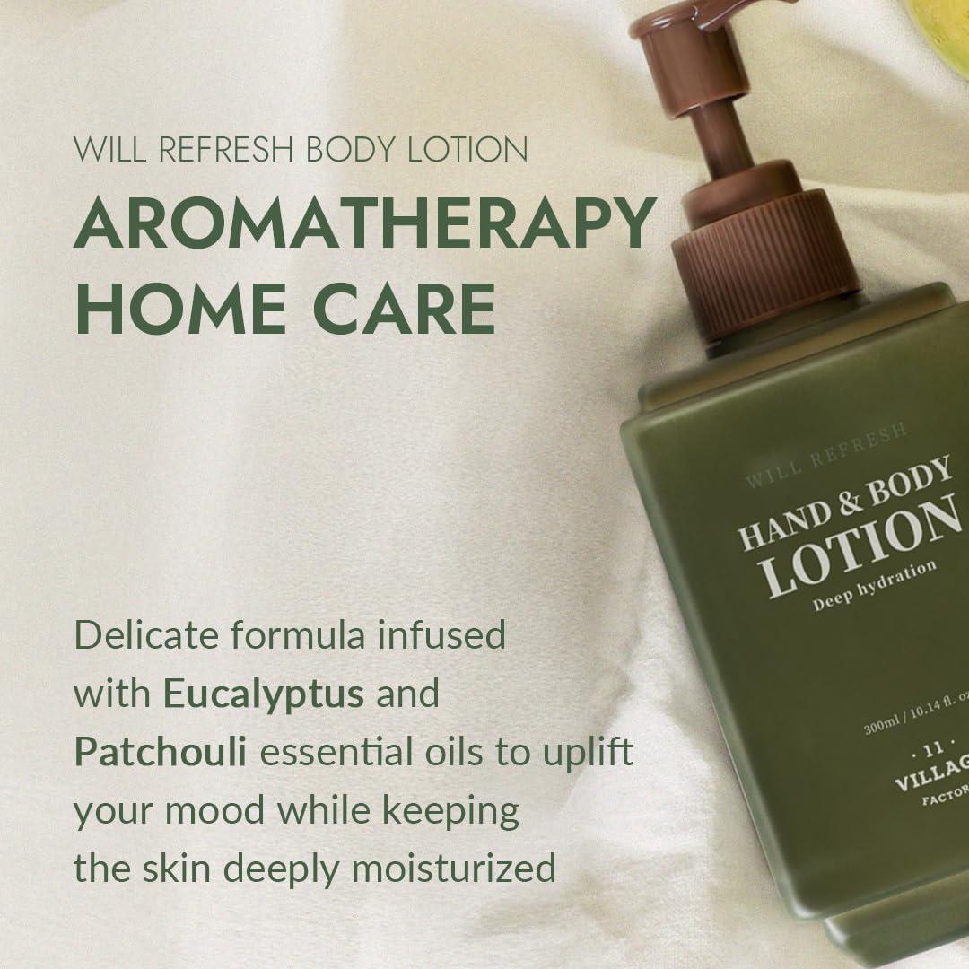 Loción Refrescante para Manos y Cuerpo Village11Factory 300ml Eucalipto y Pachulí