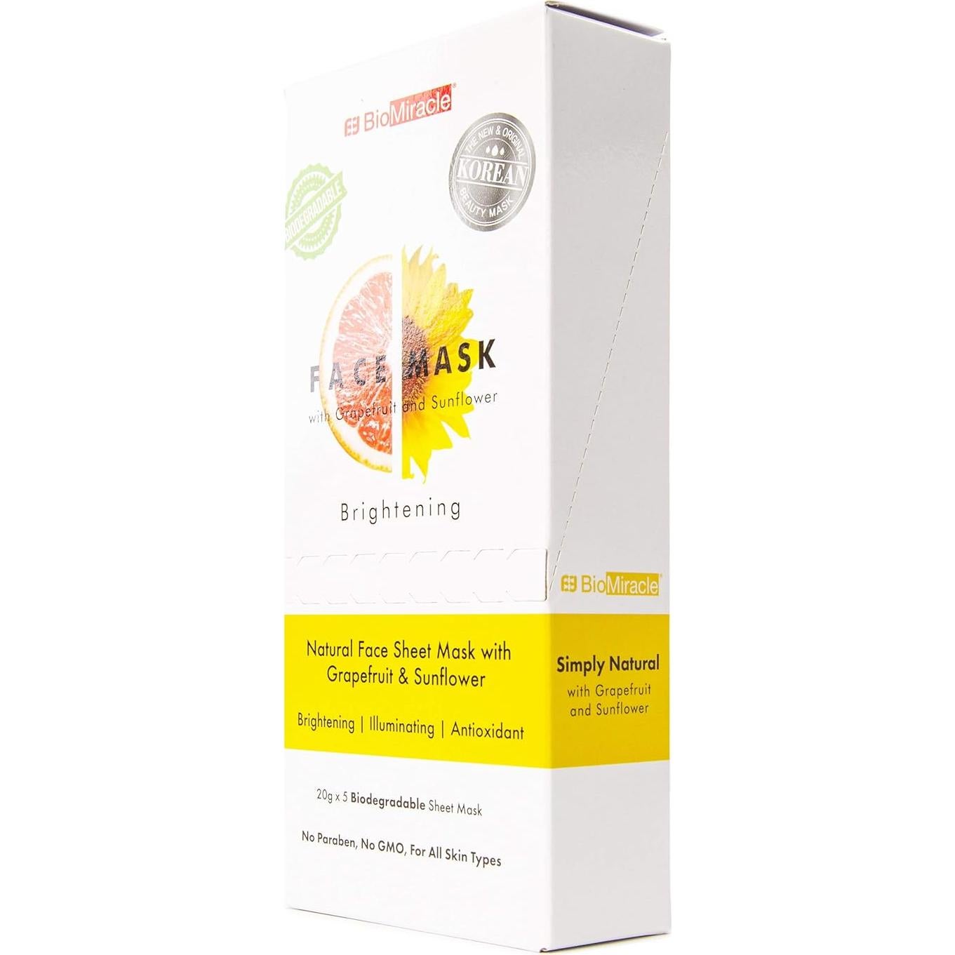 Mascarilla Facial BioMiracle Pomelo y Girasoles - Paquete de 5