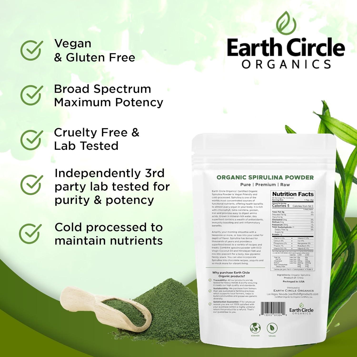 Polvo de Espirulina Cruda Kosher Earth Circle 113.4g - Superalimento