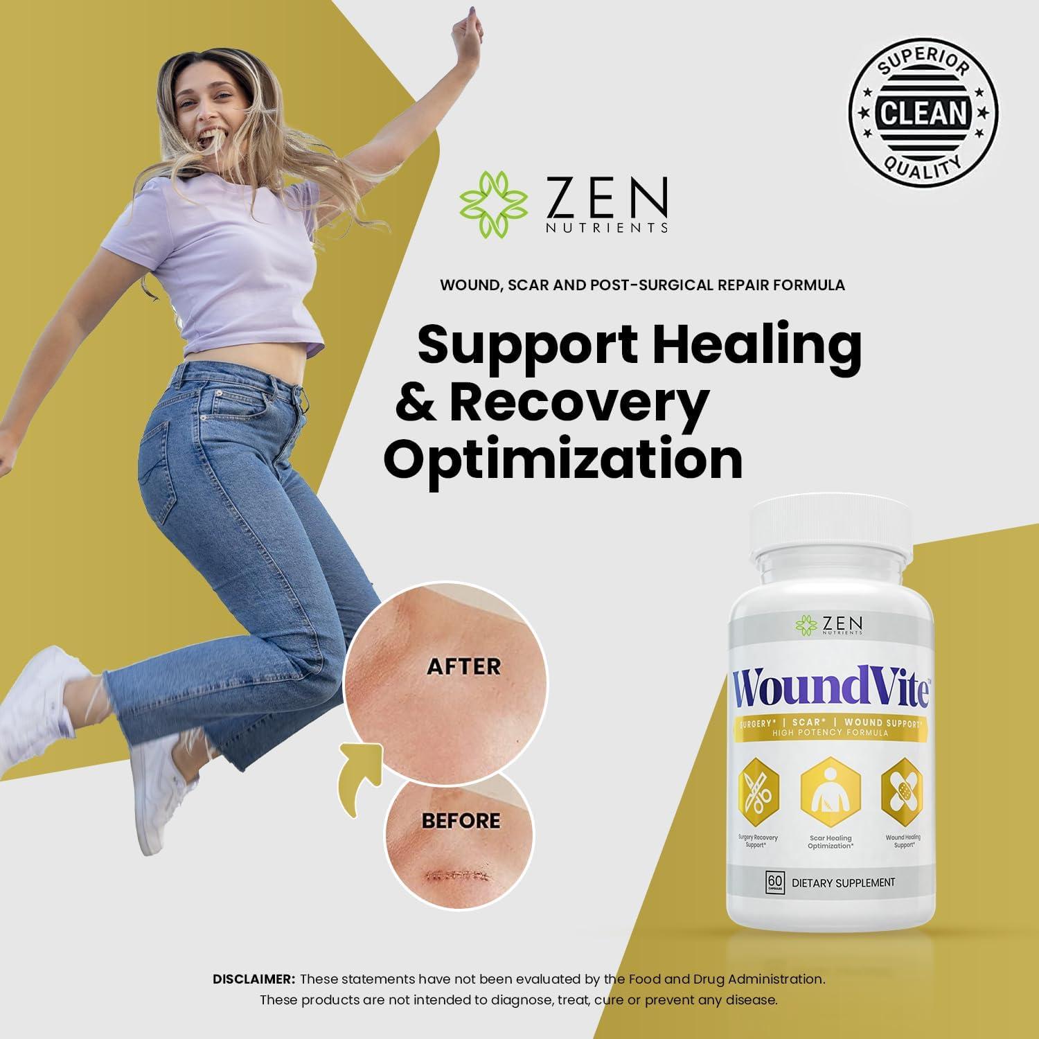 Zen Nutrients WoundVite 60 Cápsulas Veganas - Soporte Post-Cirugía