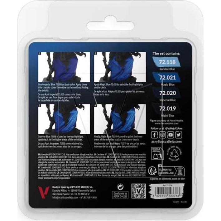 Set de Pintura Acrílica Vallejo Azul - 4 Botellas 18 ml