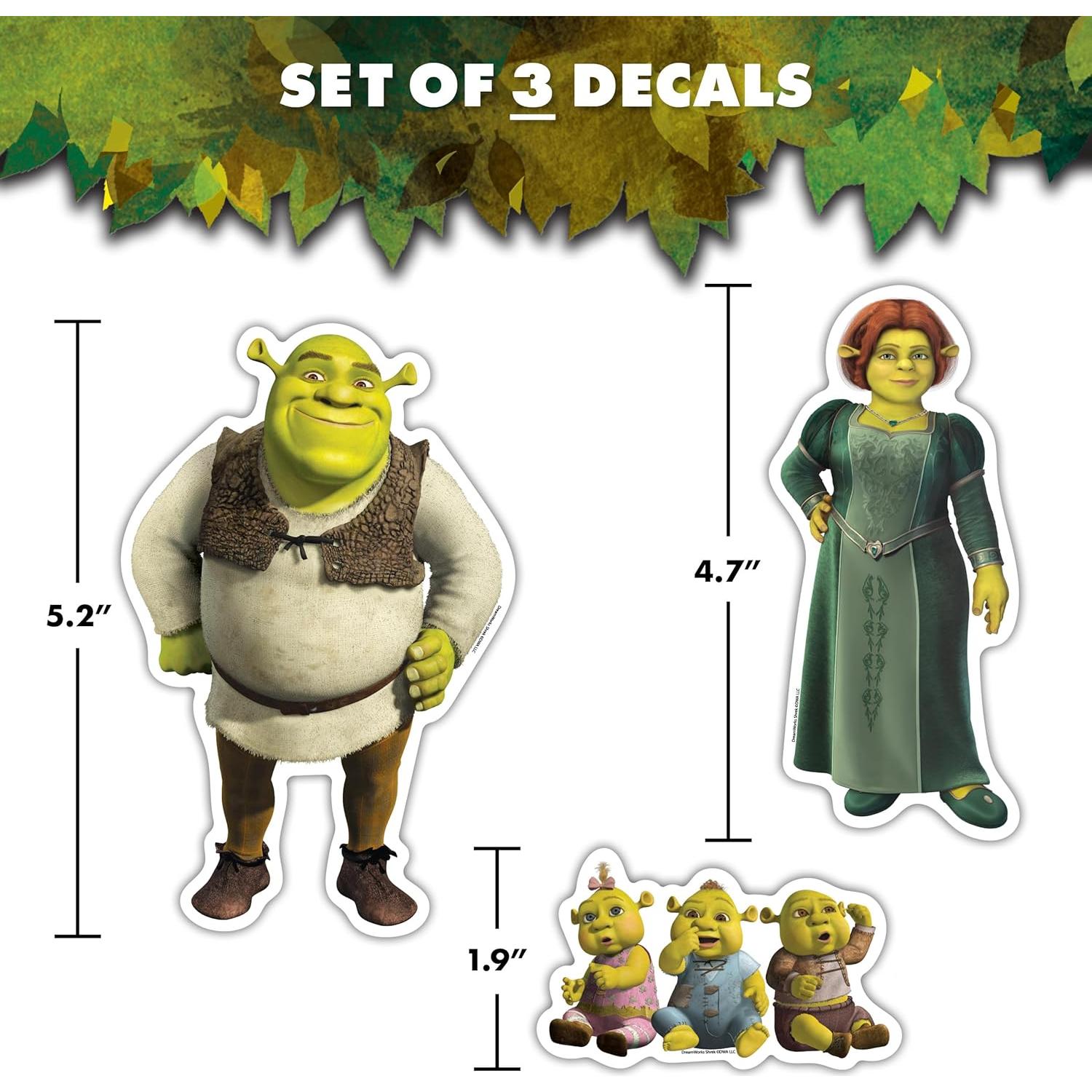 Set de 3 Calcomanías de Vinilo Shrek - Resistentes al Agua