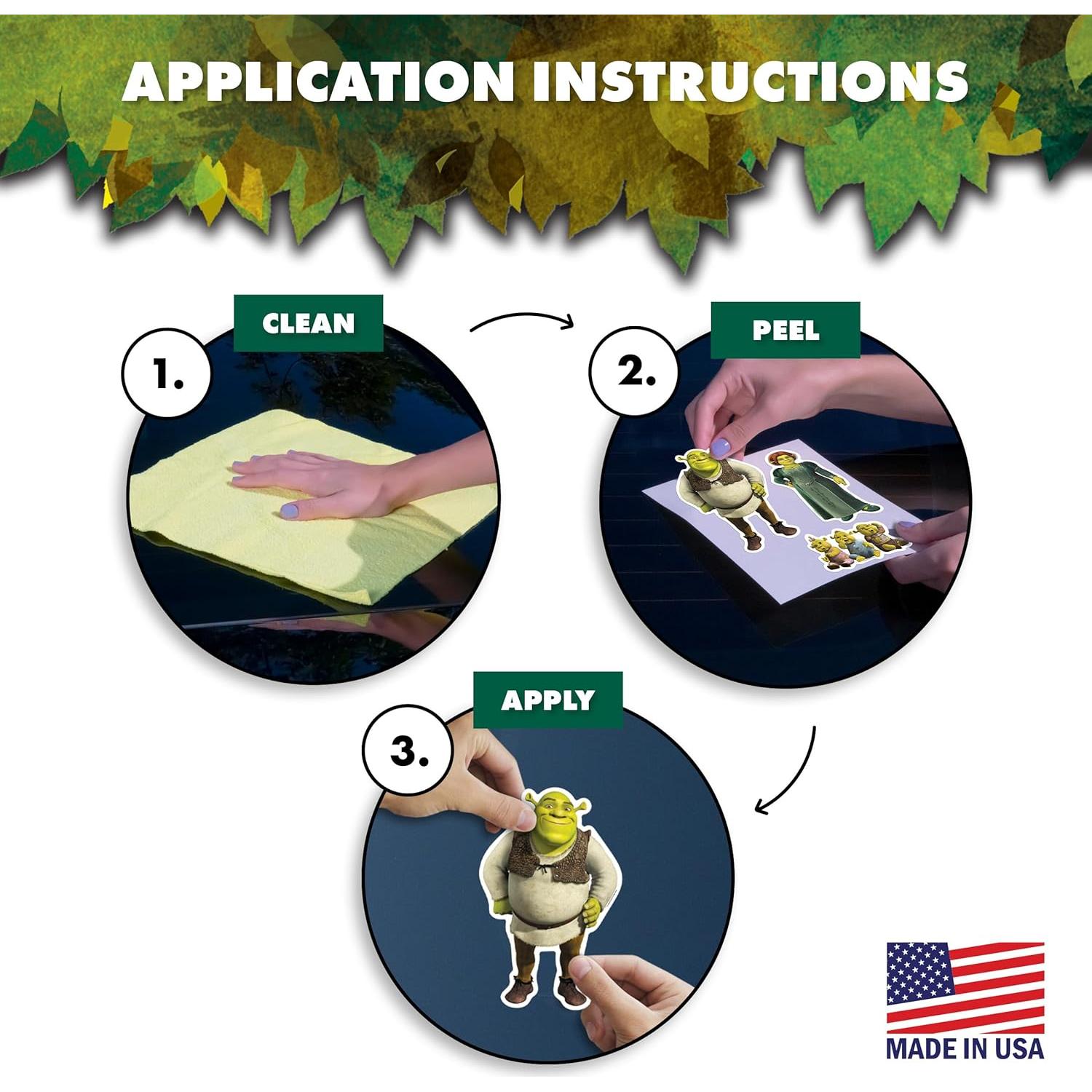 Set de 3 Calcomanías de Vinilo Shrek - Resistentes al Agua