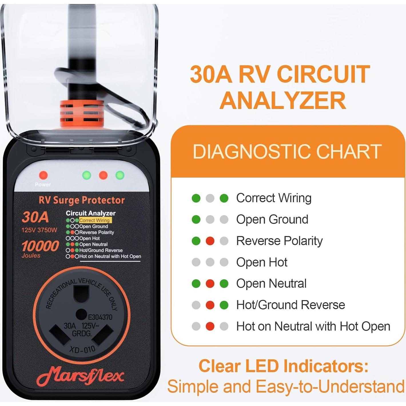 Protector de Sobretensión Marsflex RV 30A 10000 Julios Impermeable