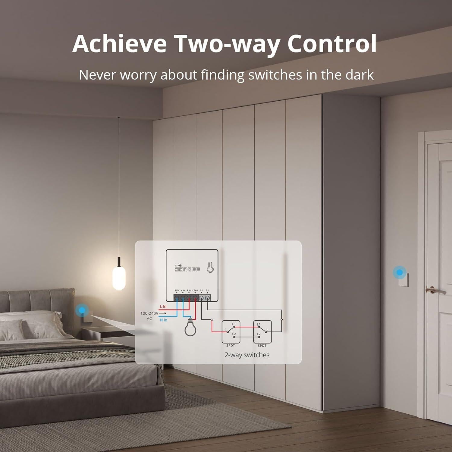 Interruptor de Luz Inteligente SONOFF ZBMINI 2 Vías ZigBee