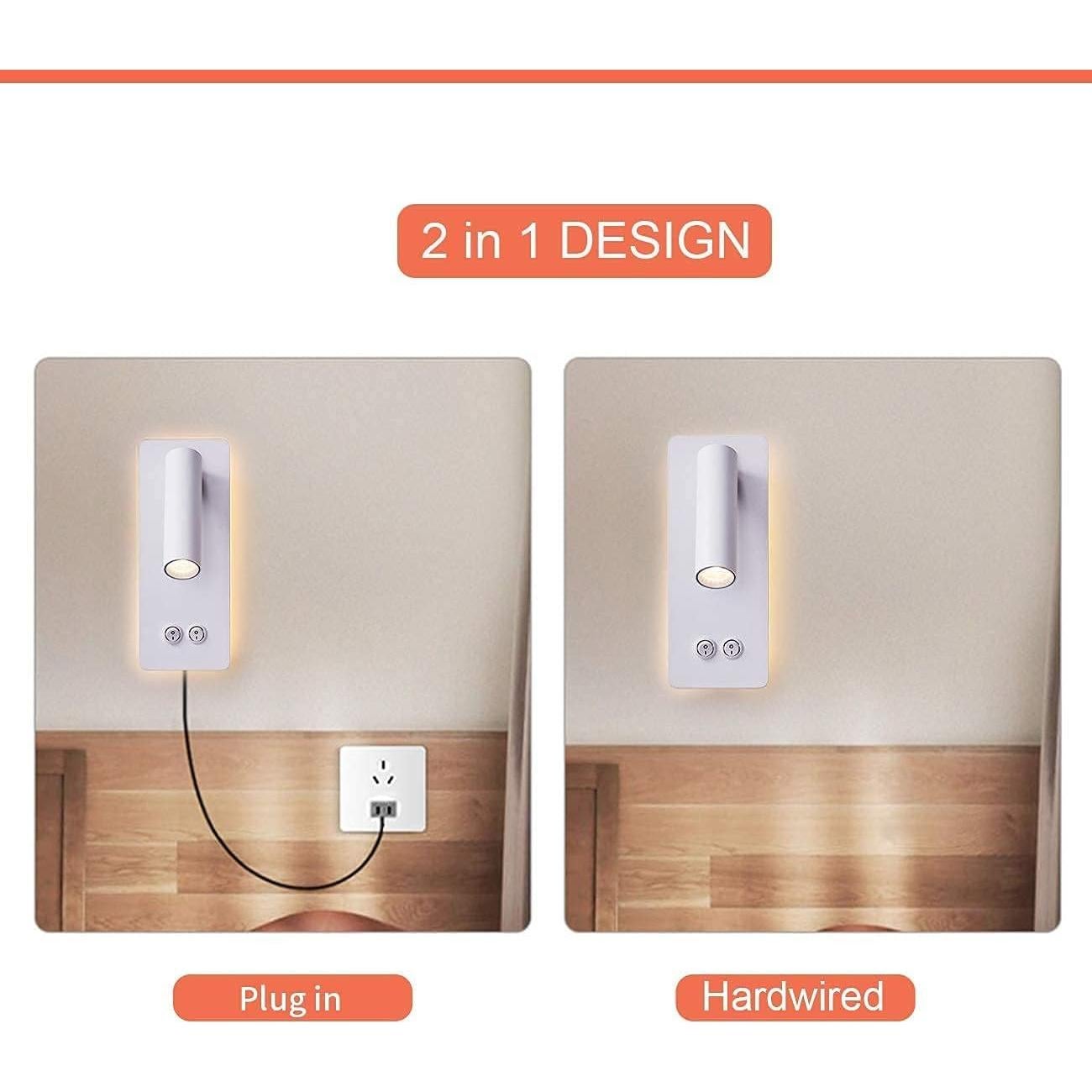 Lámpara de Pared LED MOLUOLA 3W Ajustable 3000K Blanco