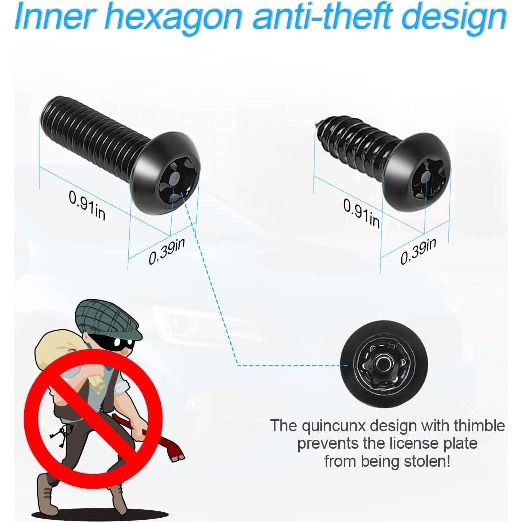 Kit de Tornillos Antirrobo XINLIYA para Placas de Licencia M6