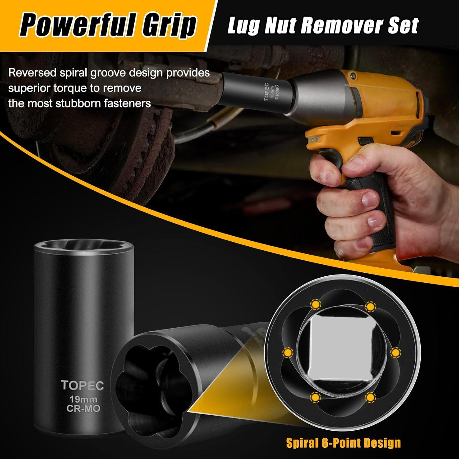 Kit de Extracción de Tuercas Topec 6PCS 17-22mm Acero