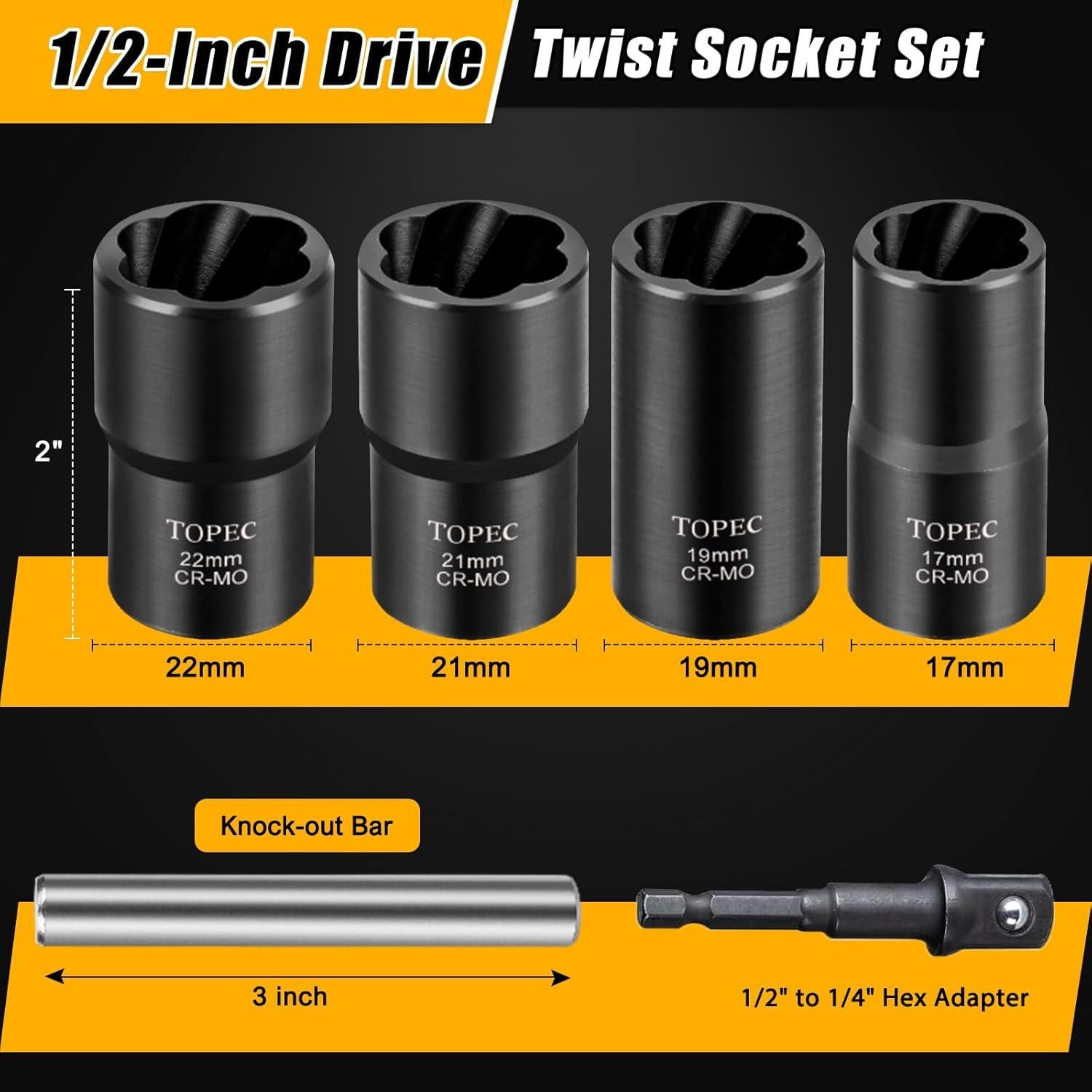 Kit de Extracción de Tuercas Topec 6PCS 17-22mm Acero