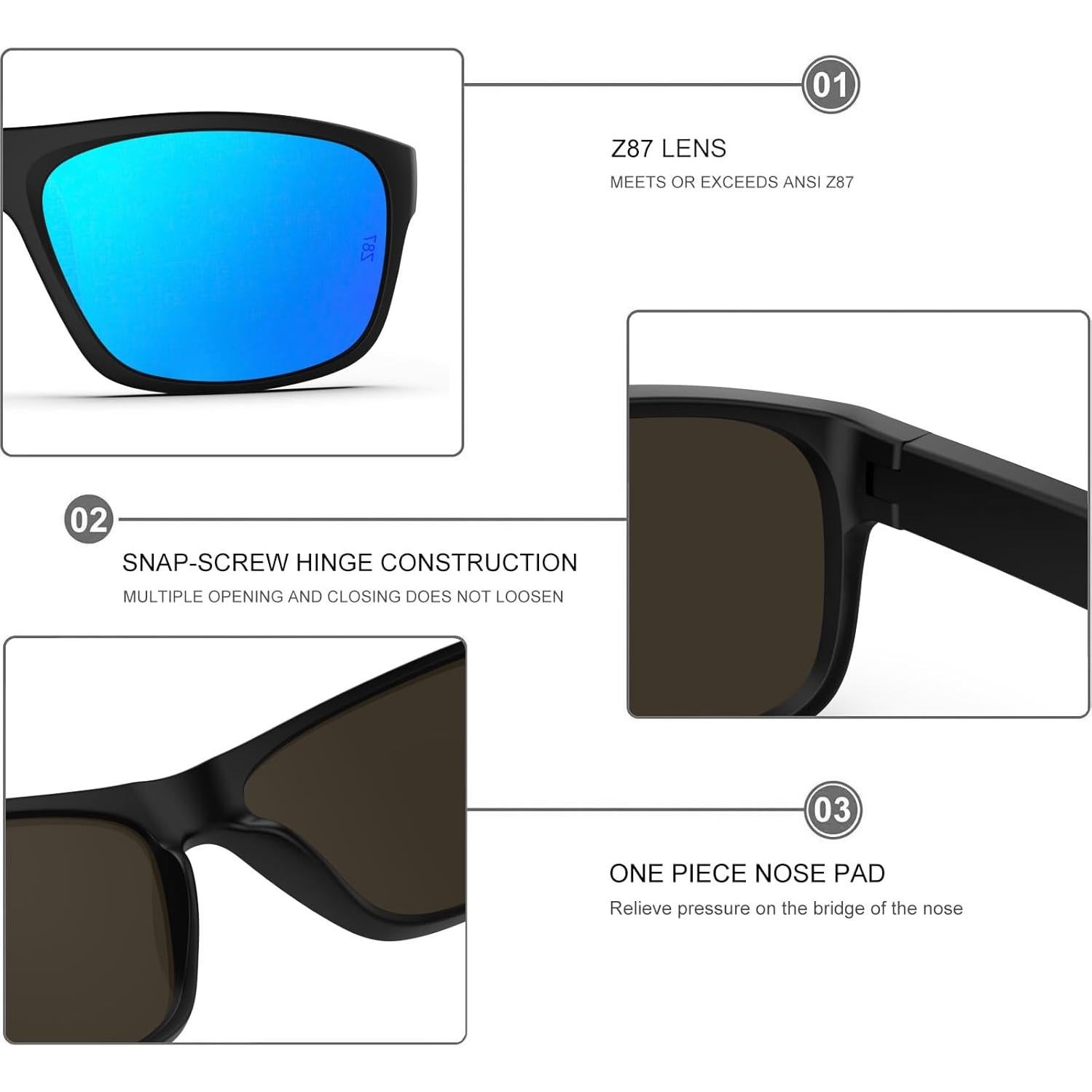 Gafas de sol WISTON Z87 UV400 unisex marco TR90 negro mate