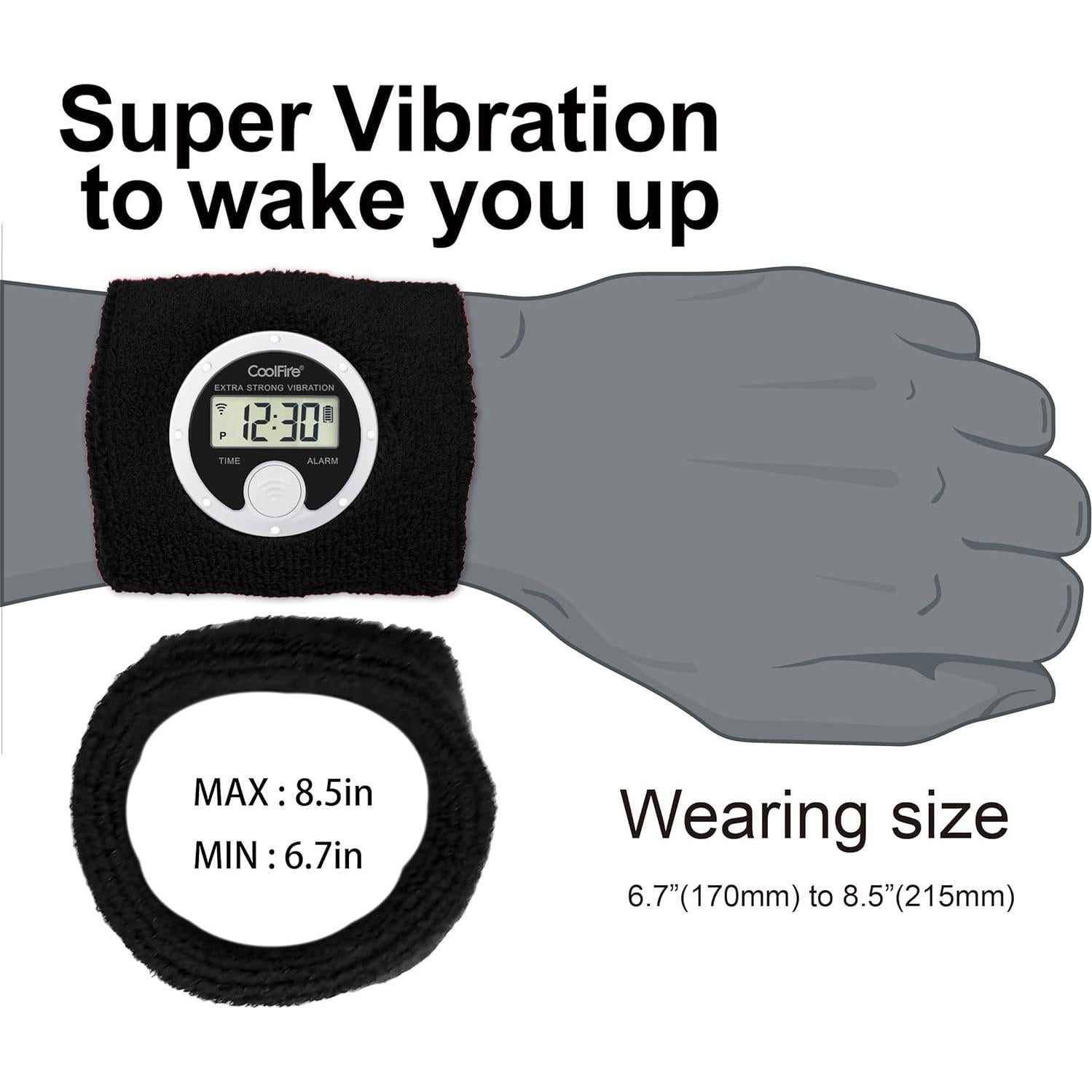 Coolfire Pulsera Despertador Vibrante Negro - Alarma Silenciosa