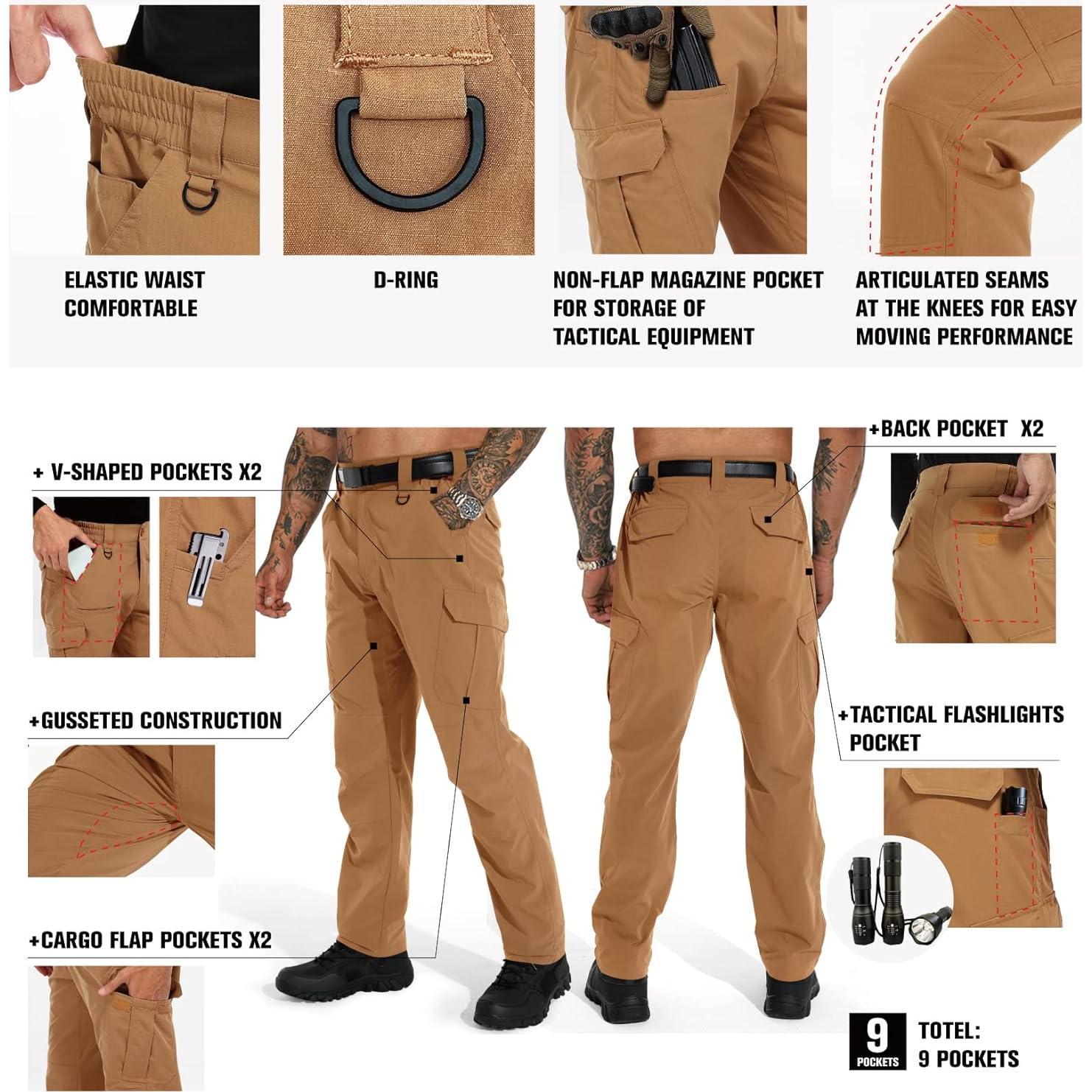 Pantalones Cargo Tácticos Livianos KFUBUO Hombre 28W x 30L Negro