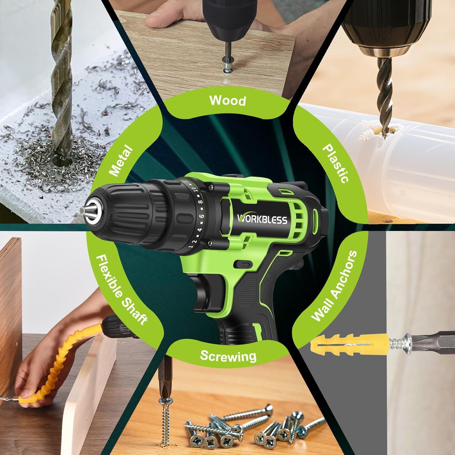 Taladro Inalámbrico WORKBLESS 21V con 2 Baterías y Cargador