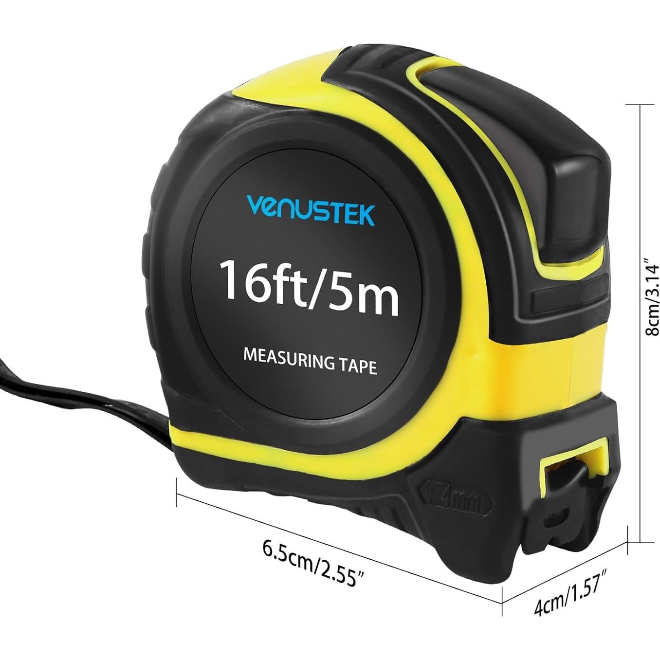 Cinta Métrica Retráctil 5M VENUSTEK con Clip de Metal