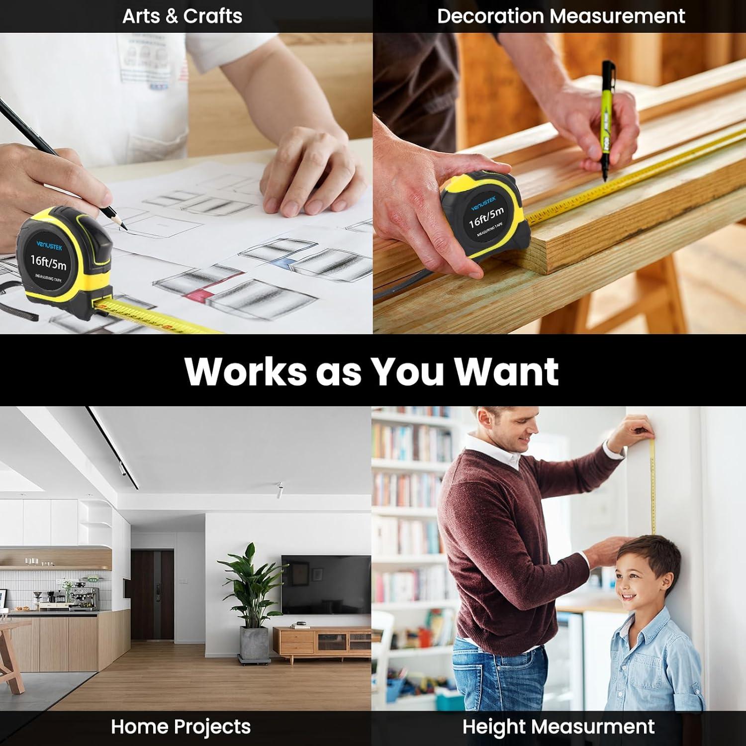 Cinta Métrica Retráctil 5M VENUSTEK con Clip de Metal