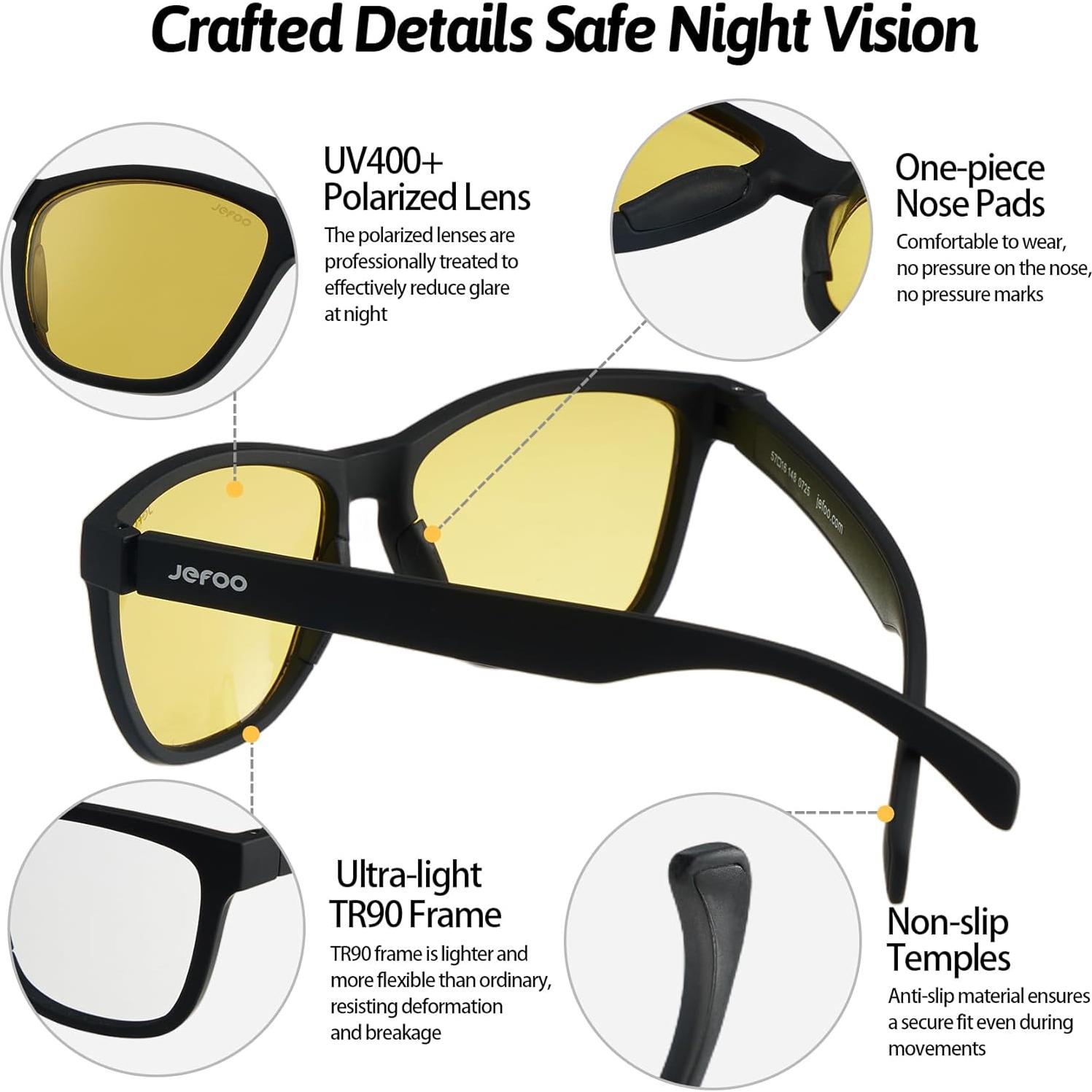 Gafas de Conducción Nocturna Jefoo Antirreflejo Lente Amarillo