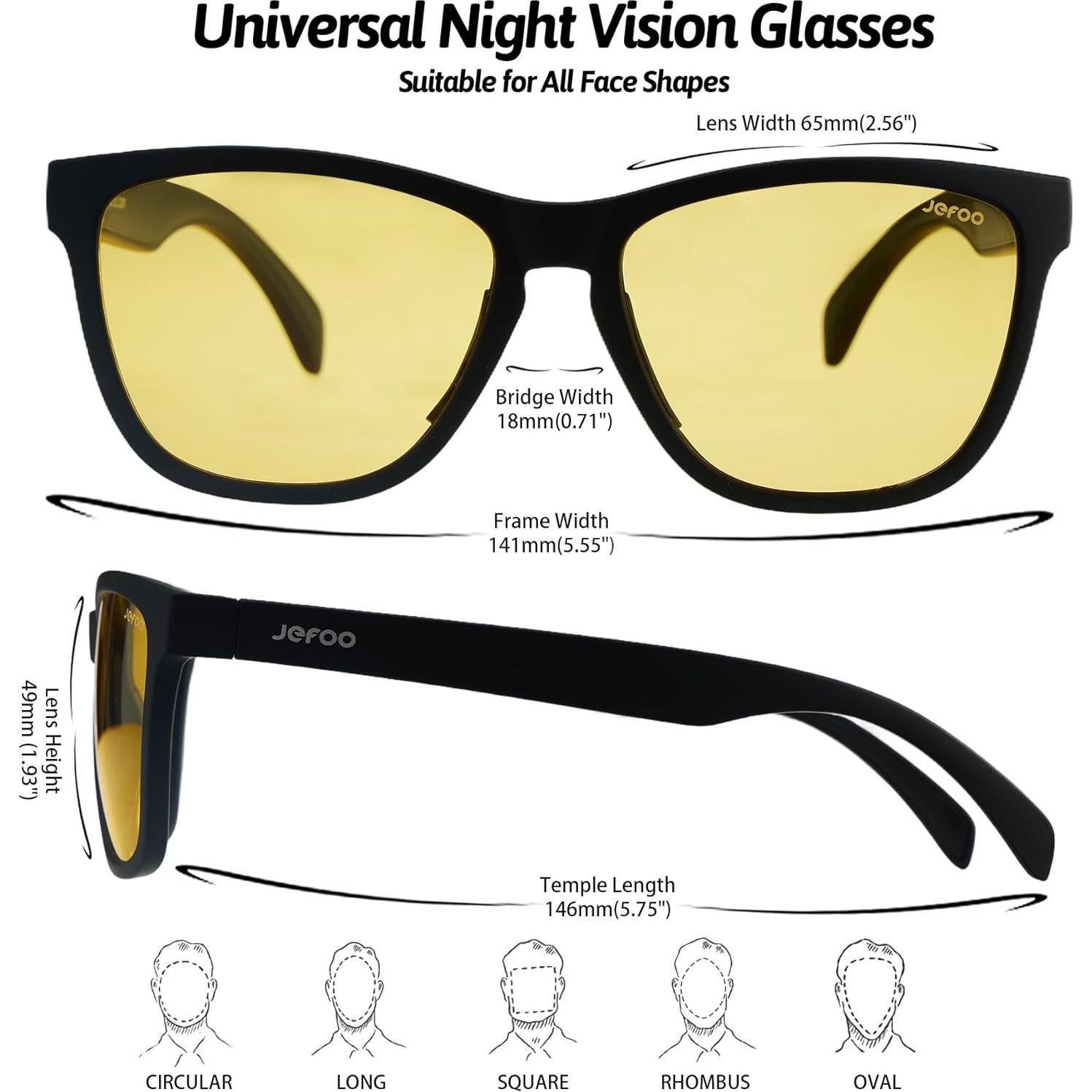 Gafas de Conducción Nocturna Jefoo Antirreflejo Lente Amarillo