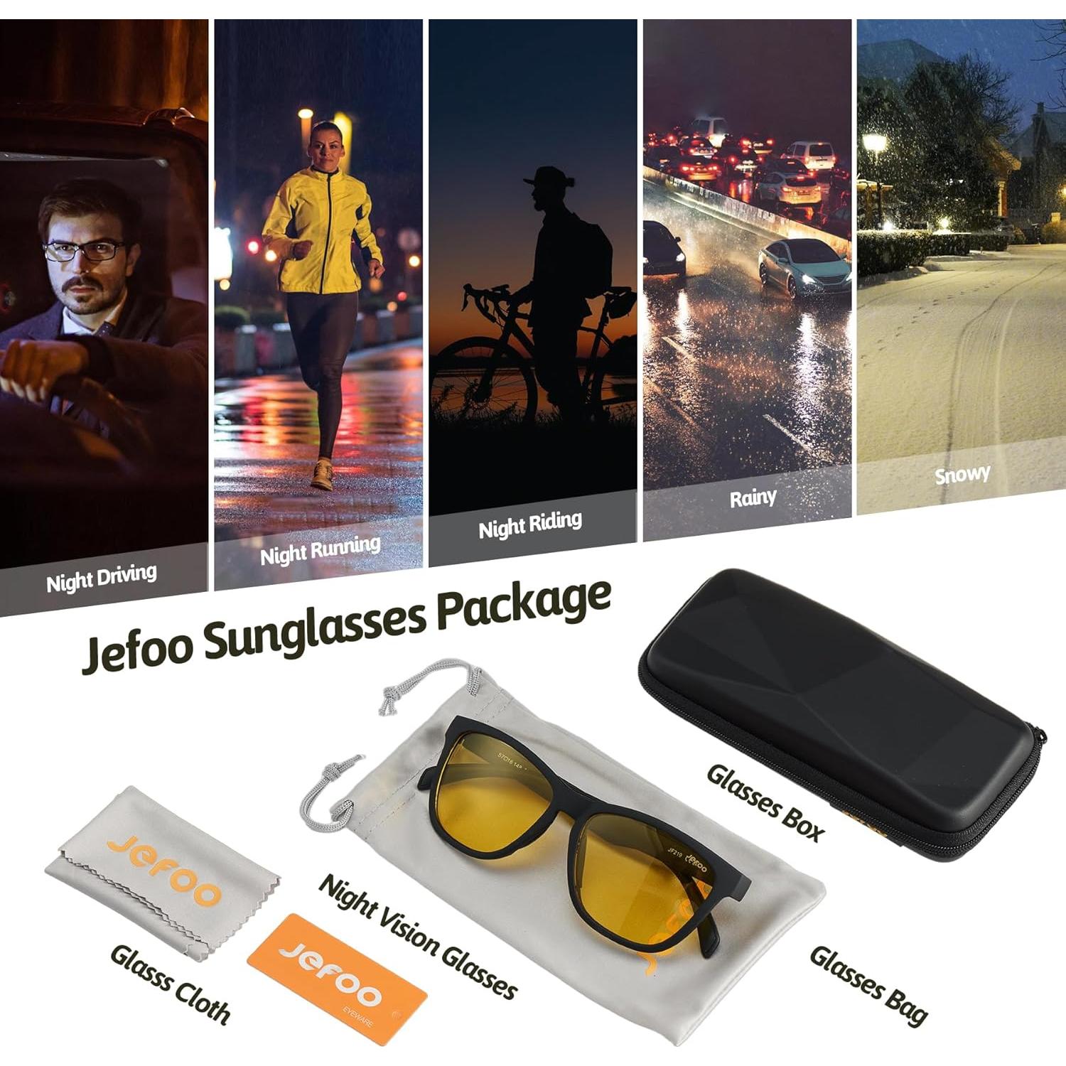 Gafas de Conducción Nocturna Jefoo Antirreflejo Lente Amarillo