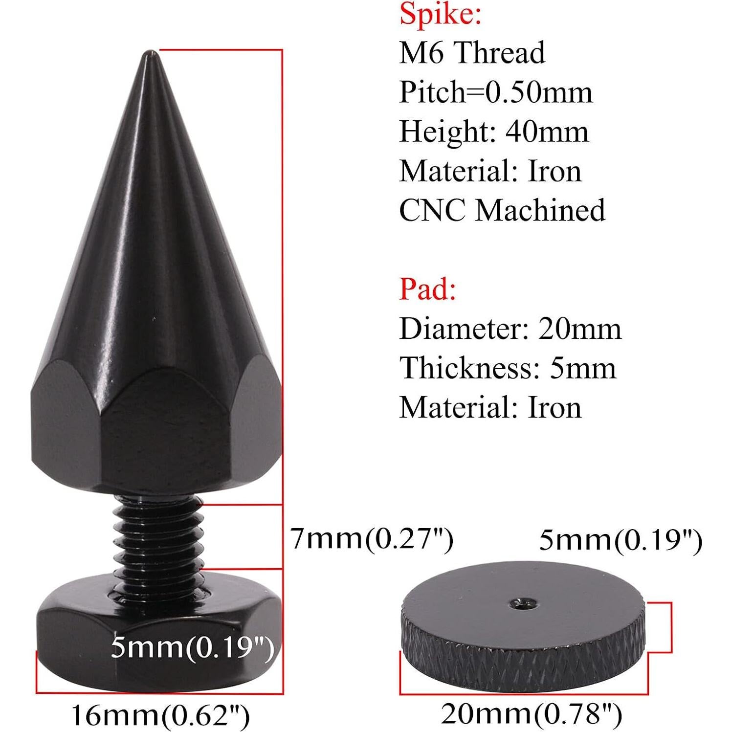 Puntas de Altavoz Flushbay M6 Negras Ajustables 4 Piezas