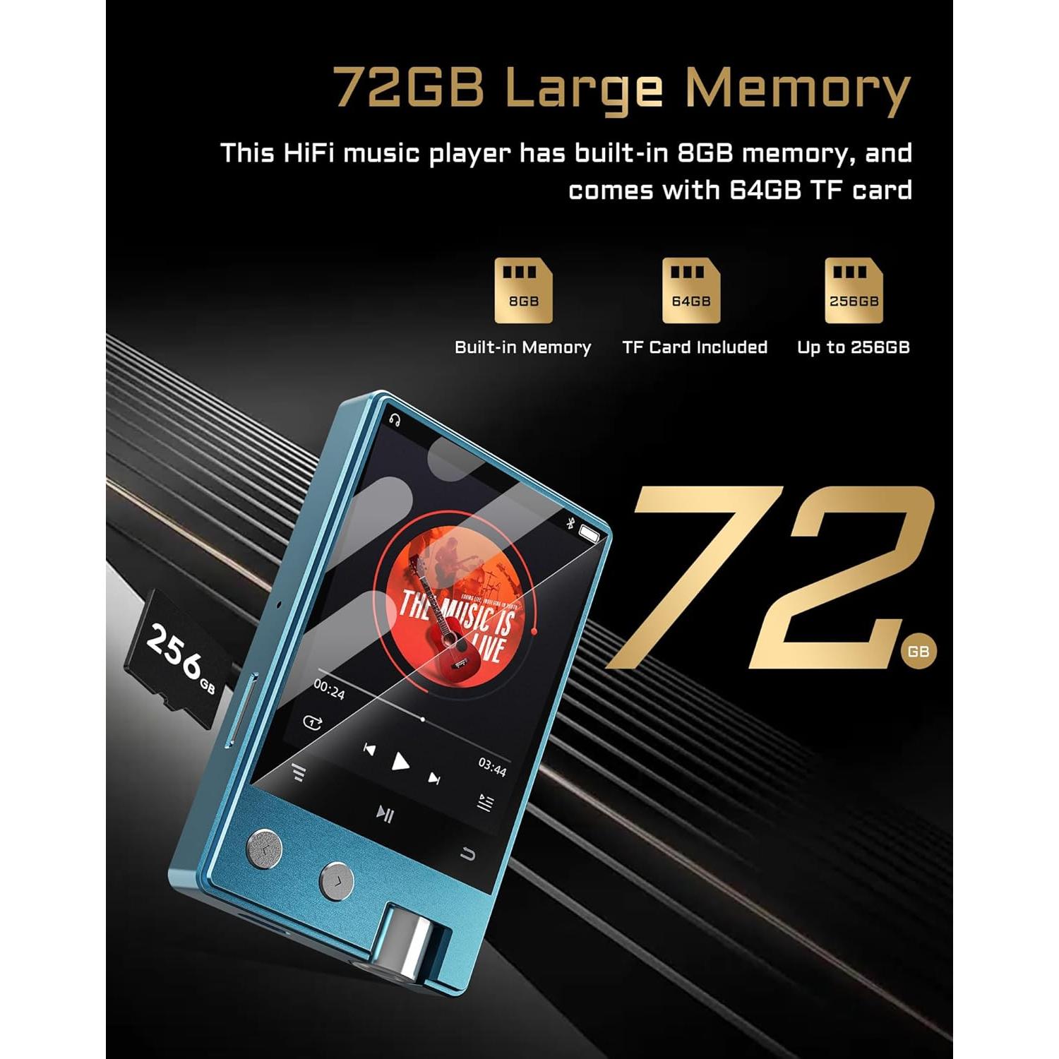 Reproductor MP3 PECUS Z12Pro 64GB Bluetooth 5.1 HiFi Portátil
